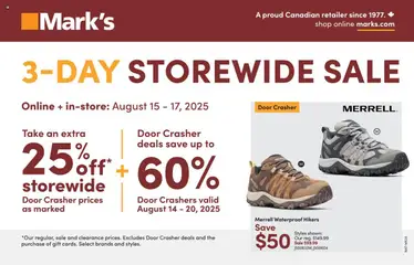 Preview of Mark's weekly flyer / circulaire from shop Mark's valid from 14.08.2025