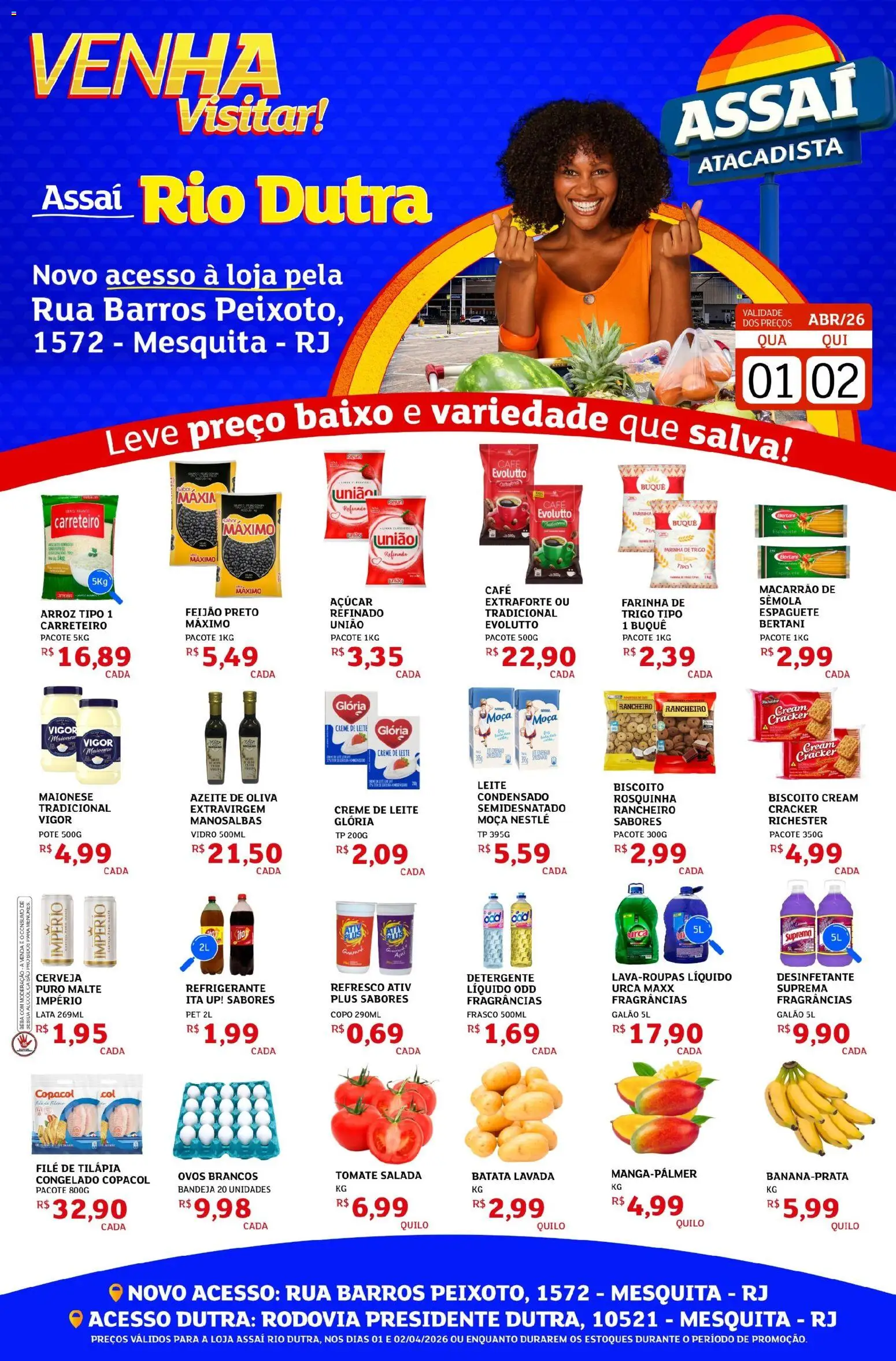 Assaí Atacadista Folheto - válido de 01.04.2026 | Página: 1 | Produtos: Farinha de trigo, Ovos, Bandeja, Desinfetante