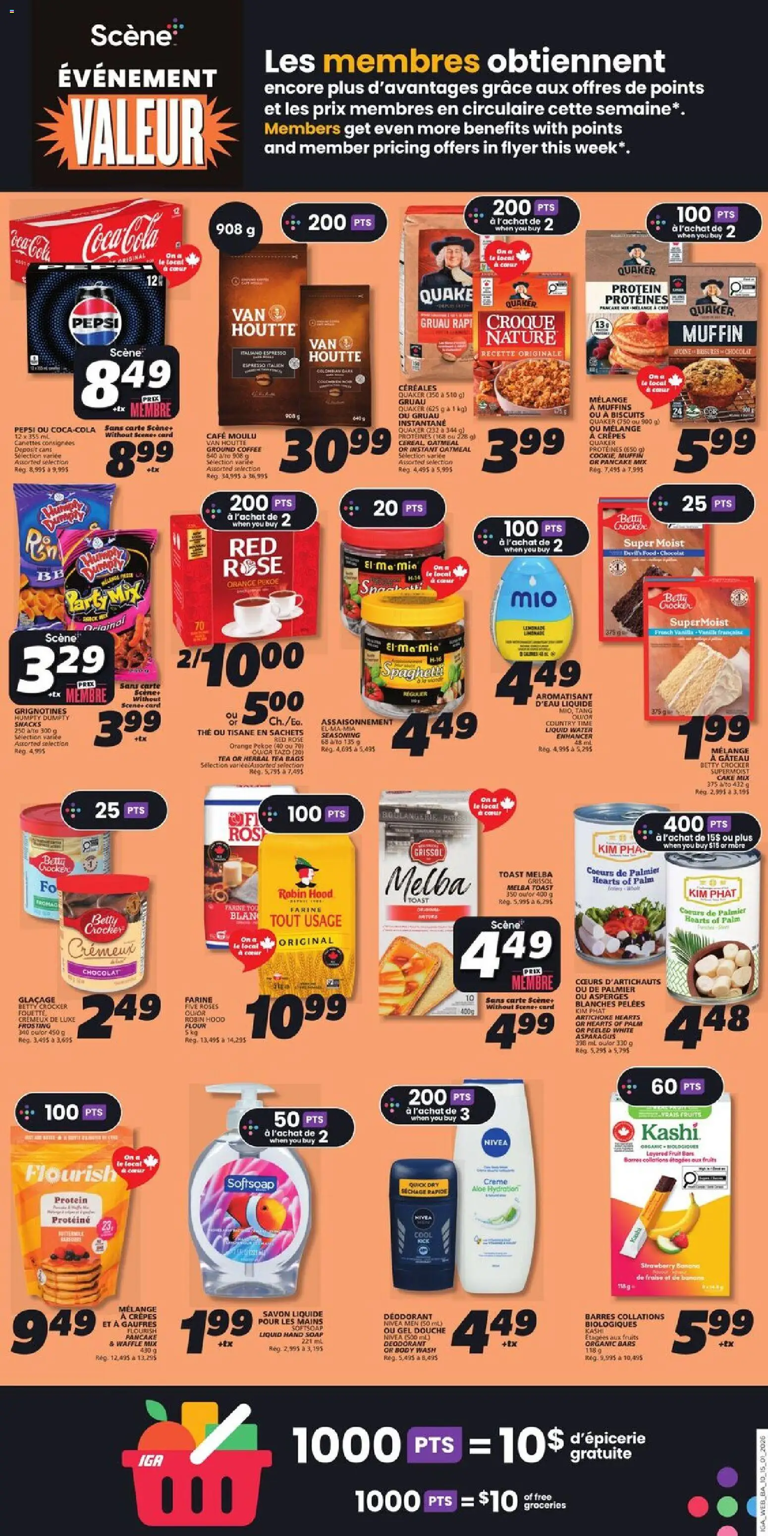 IGA flyer valid from 15.01.2026 | Page: 12 | Products: Tea, Soap, Deodorant, Coffee