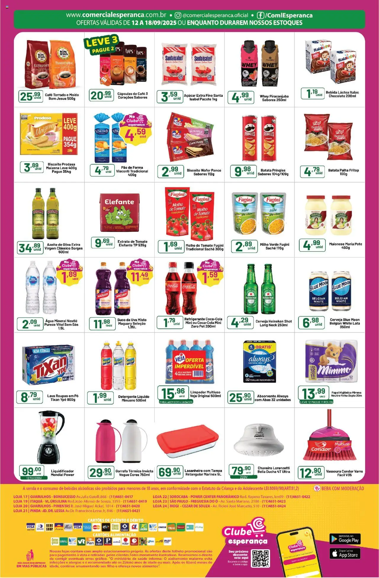 Comercial Esperança Folheto - válido de 12.09.2025 | Página: 2 | Produtos: Cola, Pão, Cerveja Heineken, Roupas