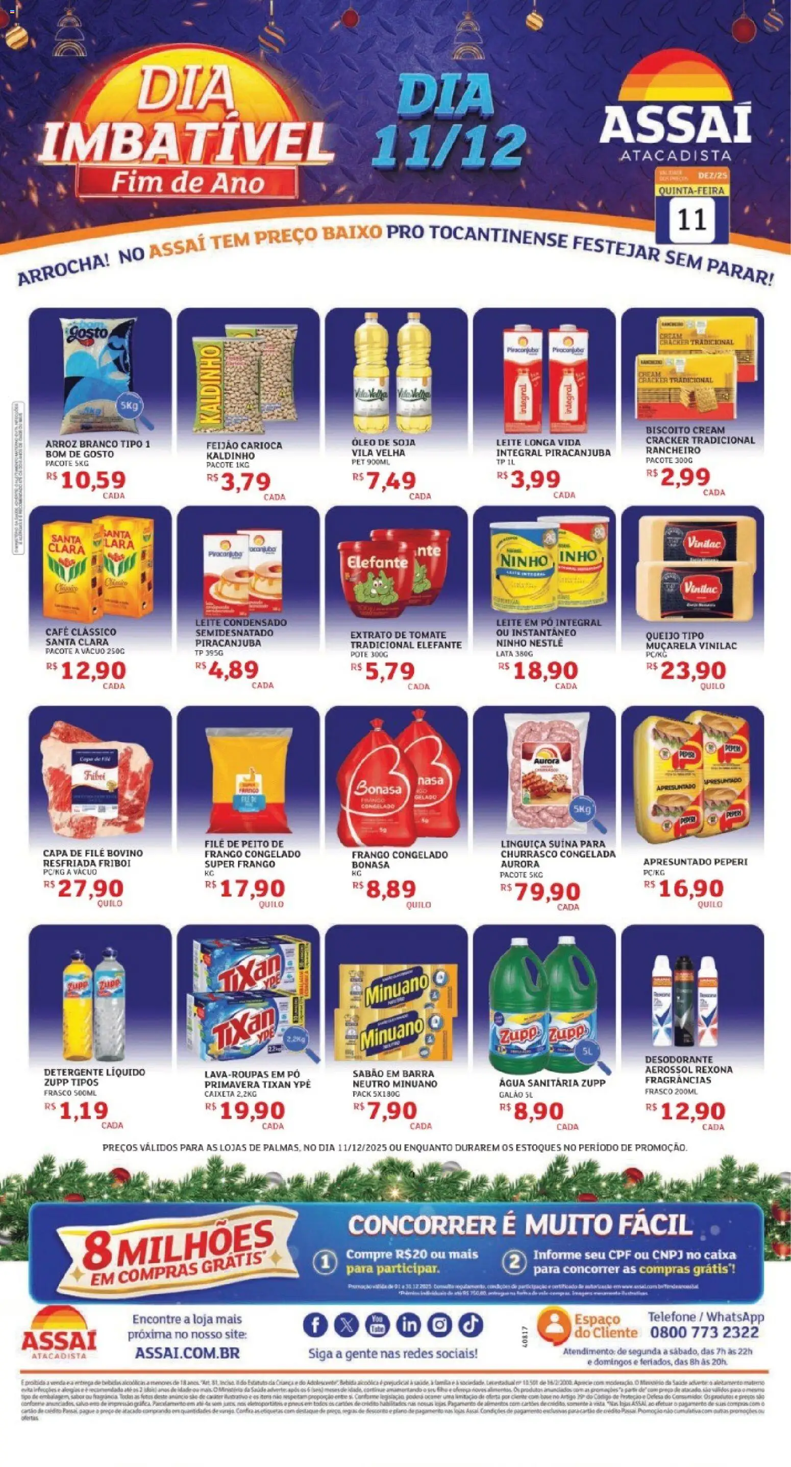 Assaí Atacadista Folheto - válido de 11.12.2025 | Página: 1 | Produtos: Sabão, Muçarela, Base, Cream cracker