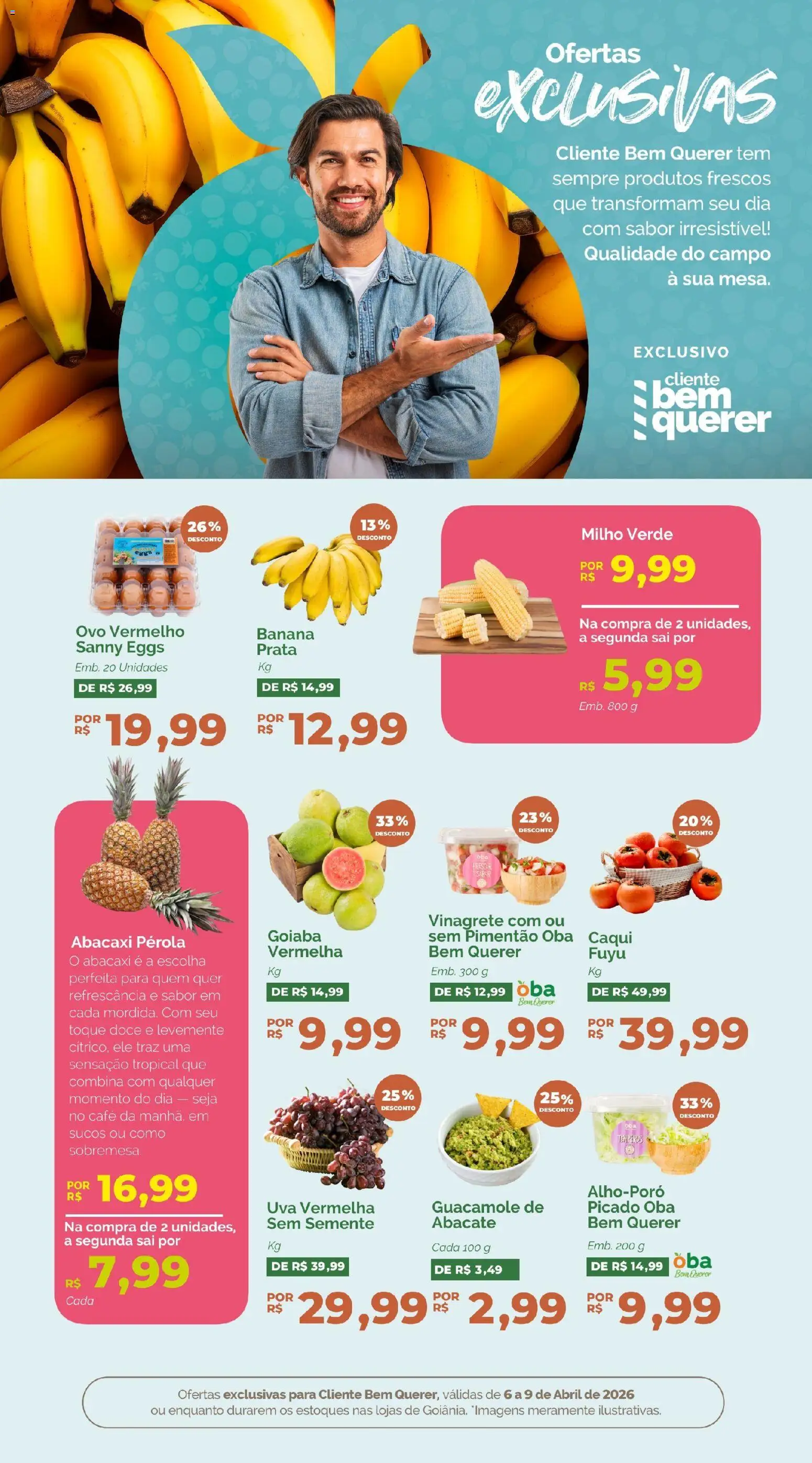 Oba Hortifruti Folheto - válido de 06.04.2026 | Página: 3 | Produtos: Goiaba, Pimentão, Café, Abacaxi