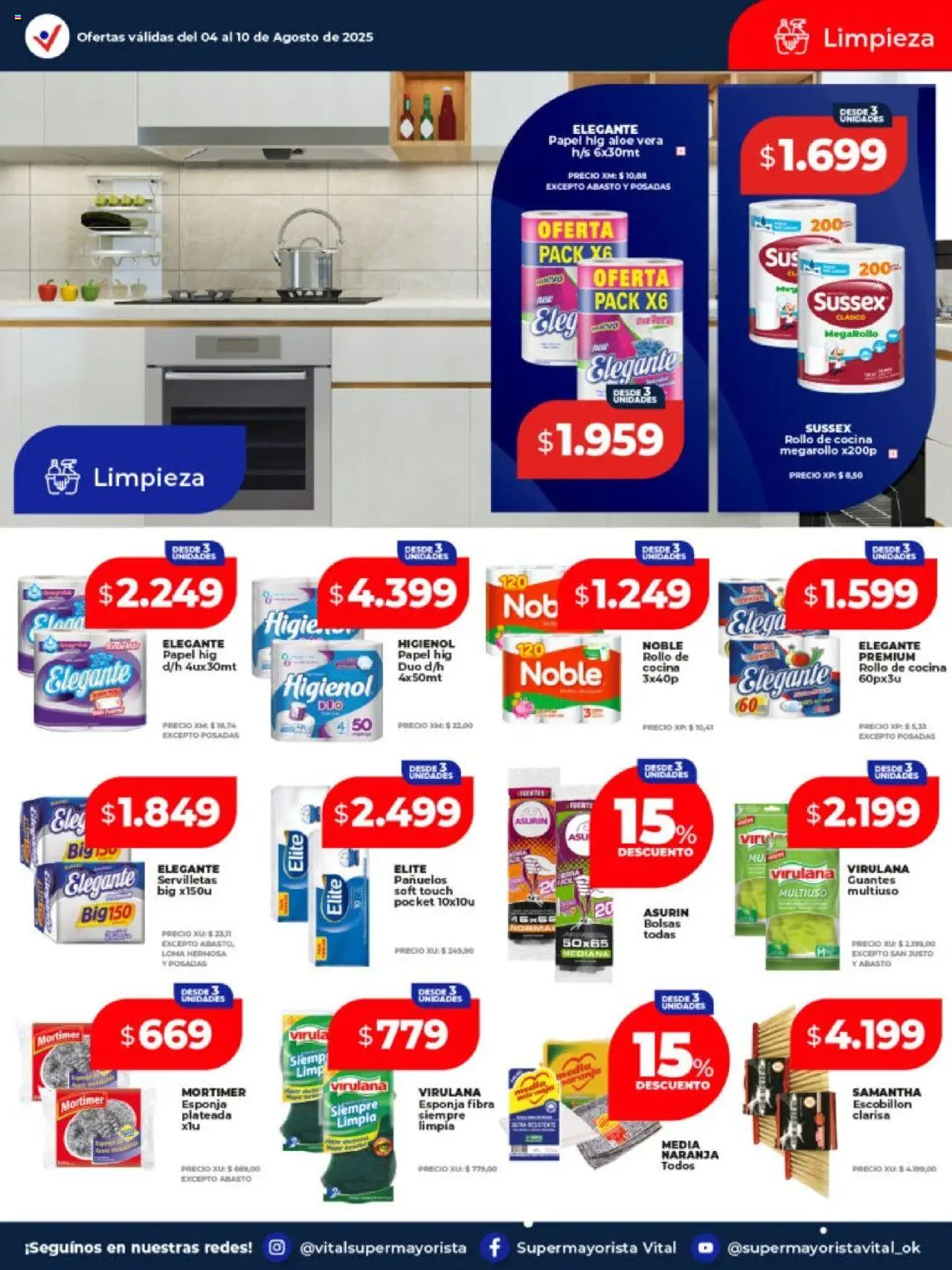Vital - Ofertas │ válido desde el 04.08.2025 | Página: 9 | Productos: Servilletas, Esponja, Escobillon, Guantes