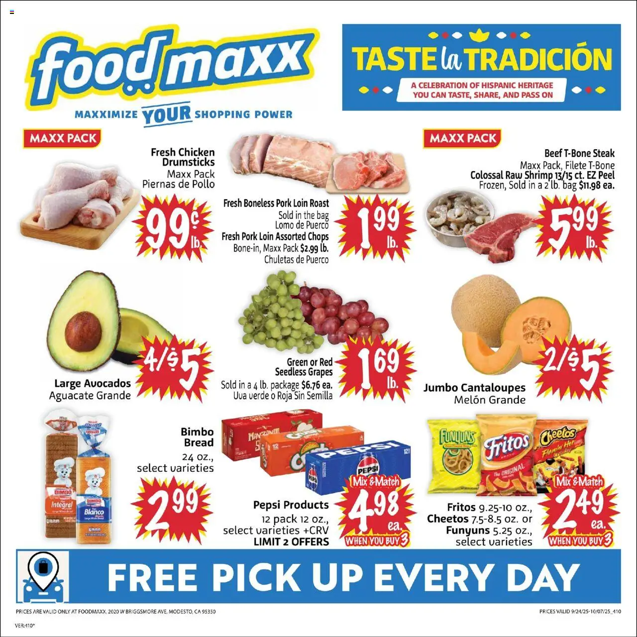 FoodMaxx Weekly Ad - CA - valid from 24.09.2025 | Page: 1 | Products: Pork, Beef, Melon, Bag