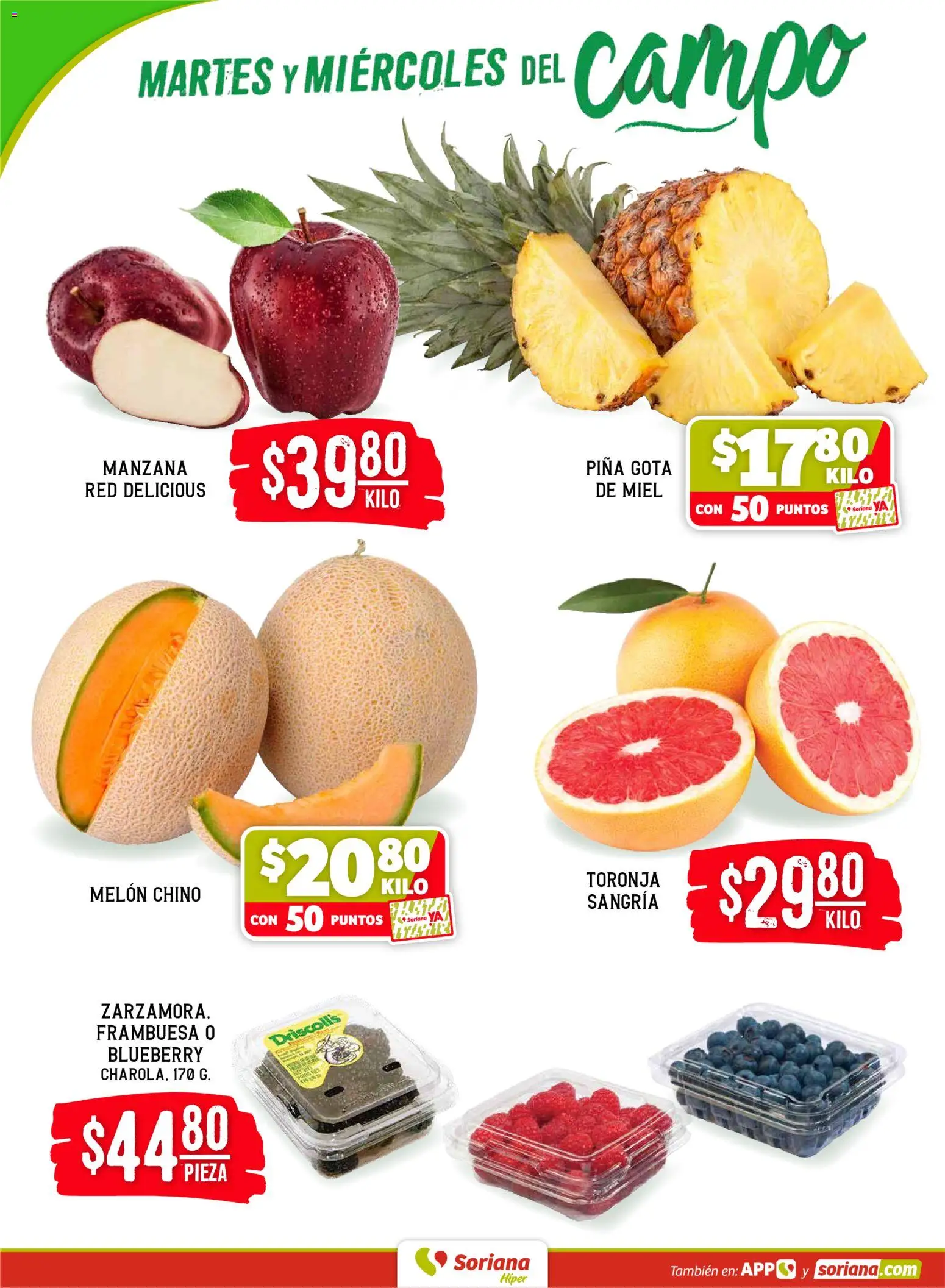 Nuevas ofertas de Soriana válidas en toda la República Mexicana desde el 03.03.2026. ¡Encuentra las mejores ofertas en Soriana Martes y Miércoles del Campo Híper: Tijuana, Mexicali, Ensenada, San Luis Río Colorado y Tecate! | Página: 2 | Productos: Melón, Manzana, Toronja, Piña