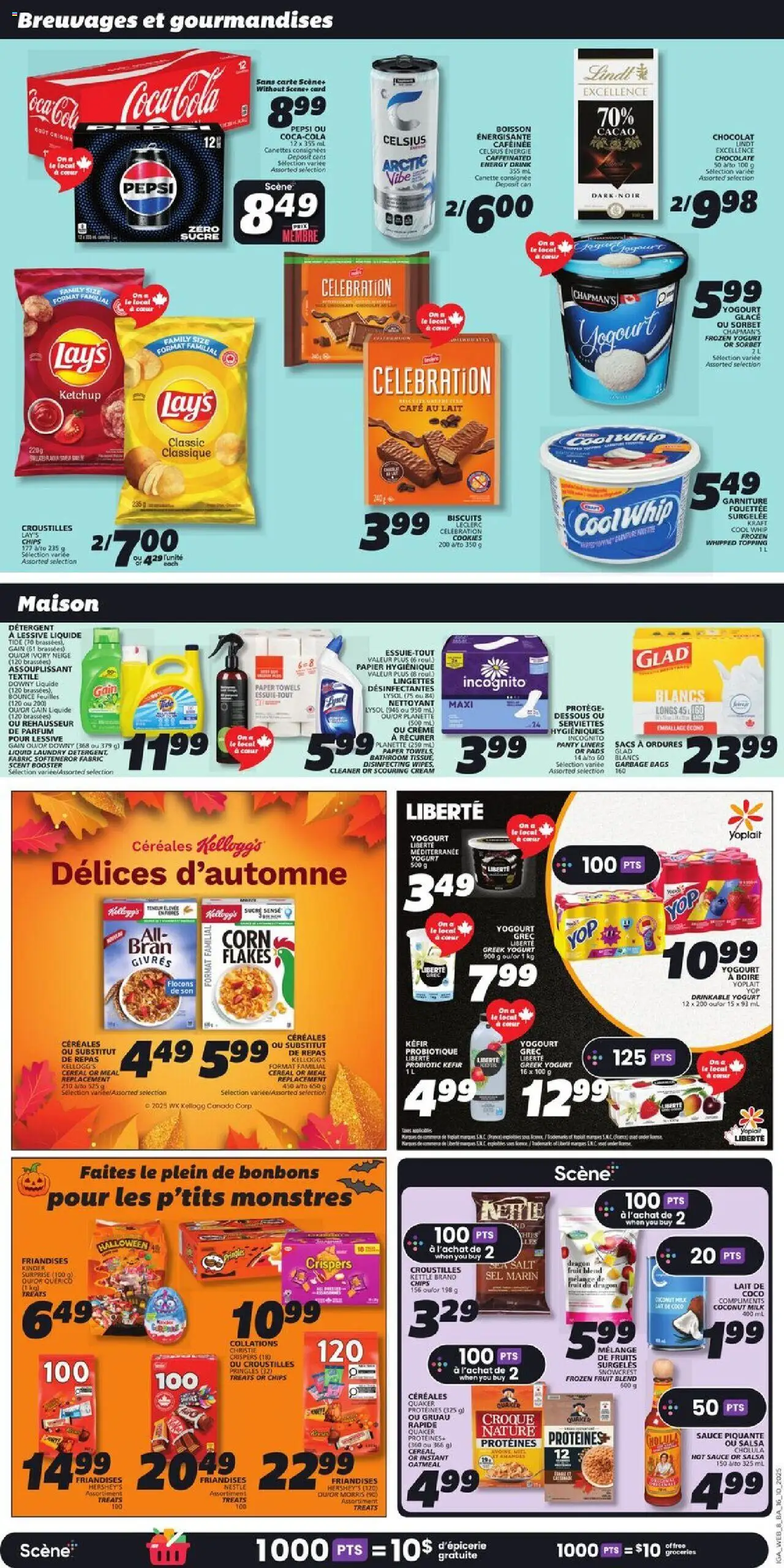IGA flyer valid from 16.10.2025 | Page: 10 | Products: Cream, Detergent, Yogurt, Chocolate