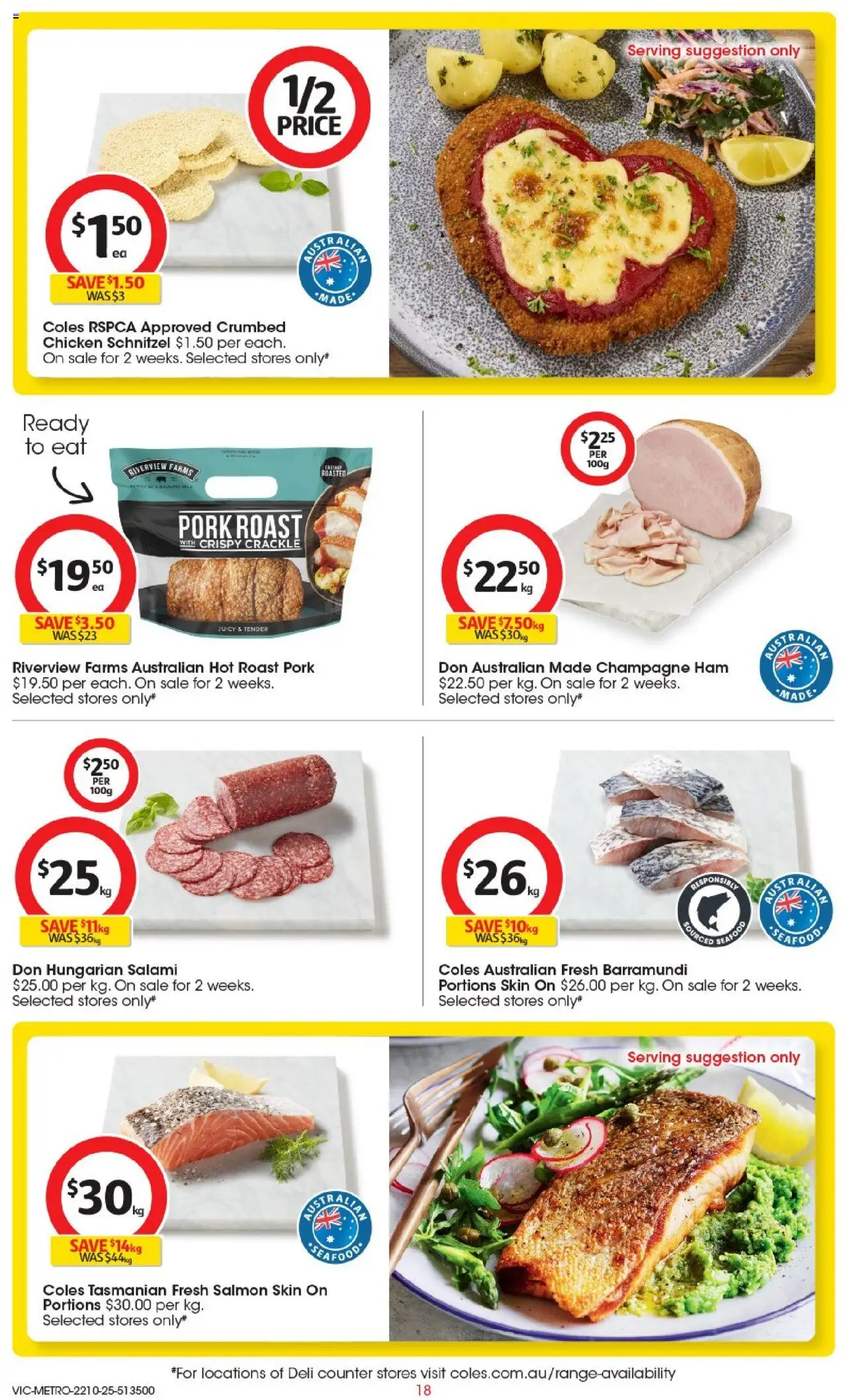 Coles catalogue - valid from 22.10.2025 | Page: 19 | Products: Salami, Pork, Salmon, Seafood