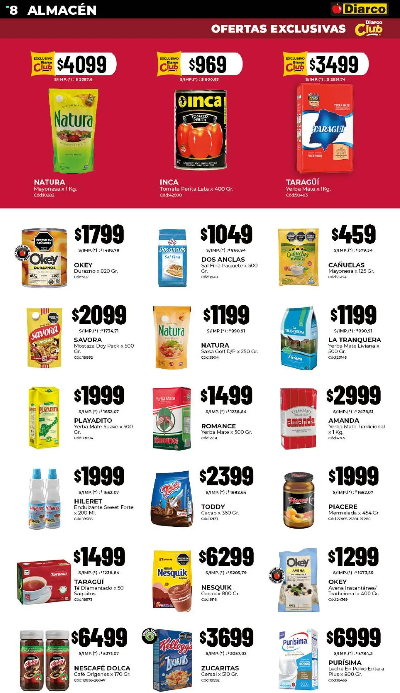 Diarco - Ofertas Pueblo Interior │ válido desde el 20.10.2025 | Página: 8 | Productos: Mate, Sal, Tomate, Té