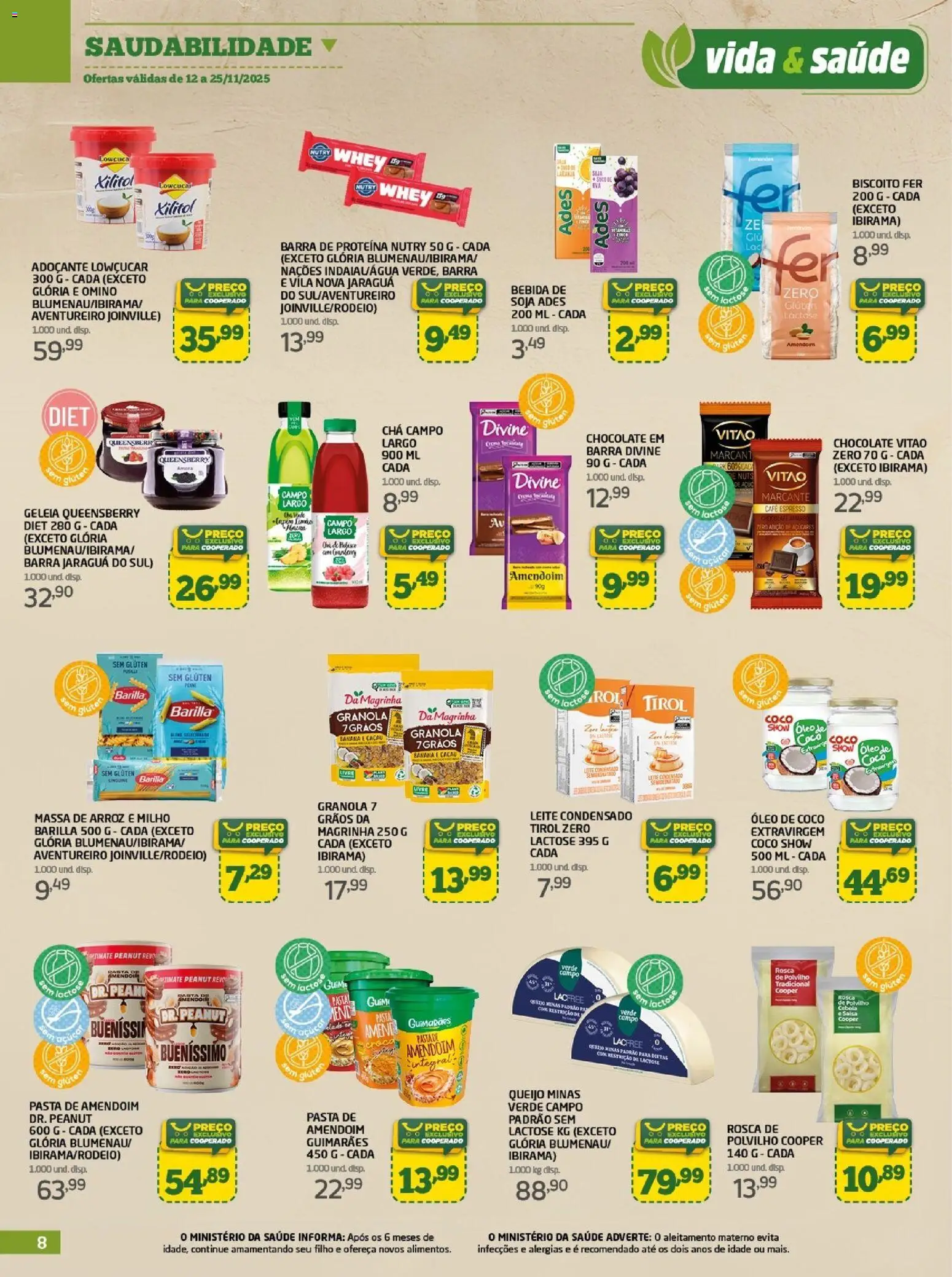 Cooper Folheto - válido de 12.11.2025 | Página: 8 | Produtos: Leite, Queijo, Barra de proteína, Soja