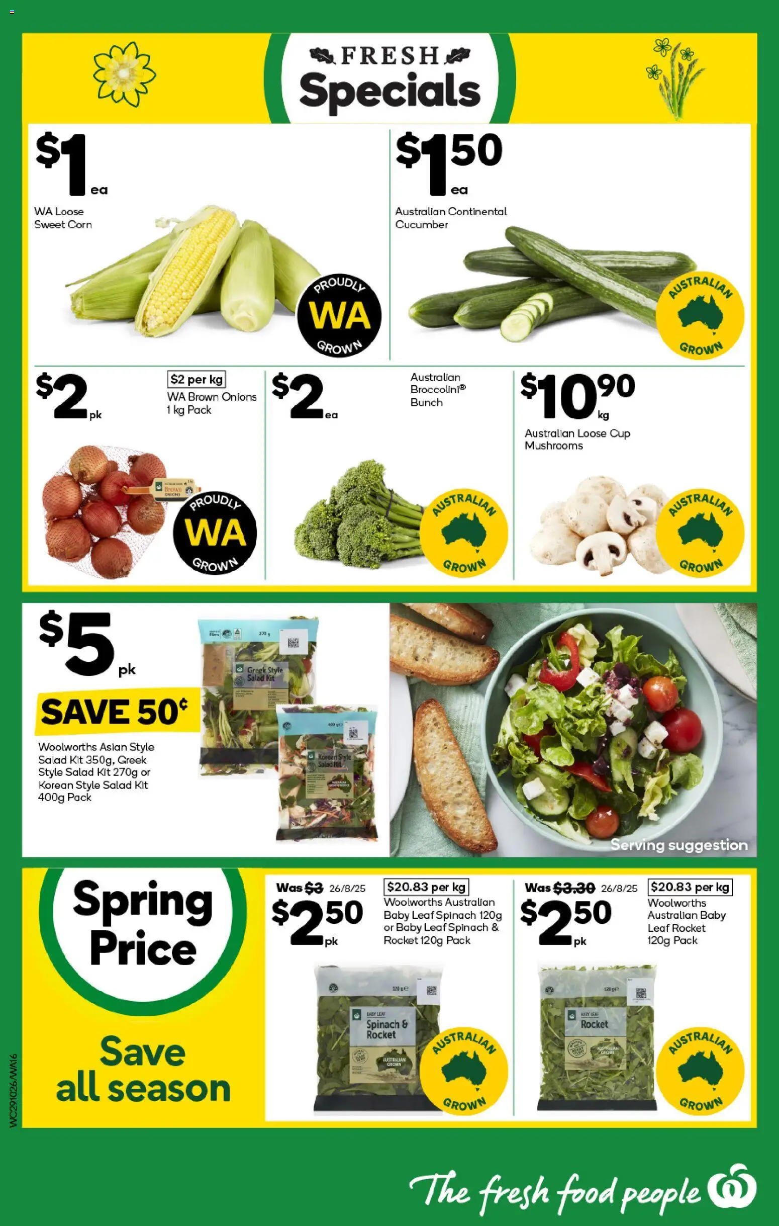 Woolworths catalogue - valid from 29.10.2025 | Page: 16 | Products: Mushrooms, Salad, Rocket, Onions
