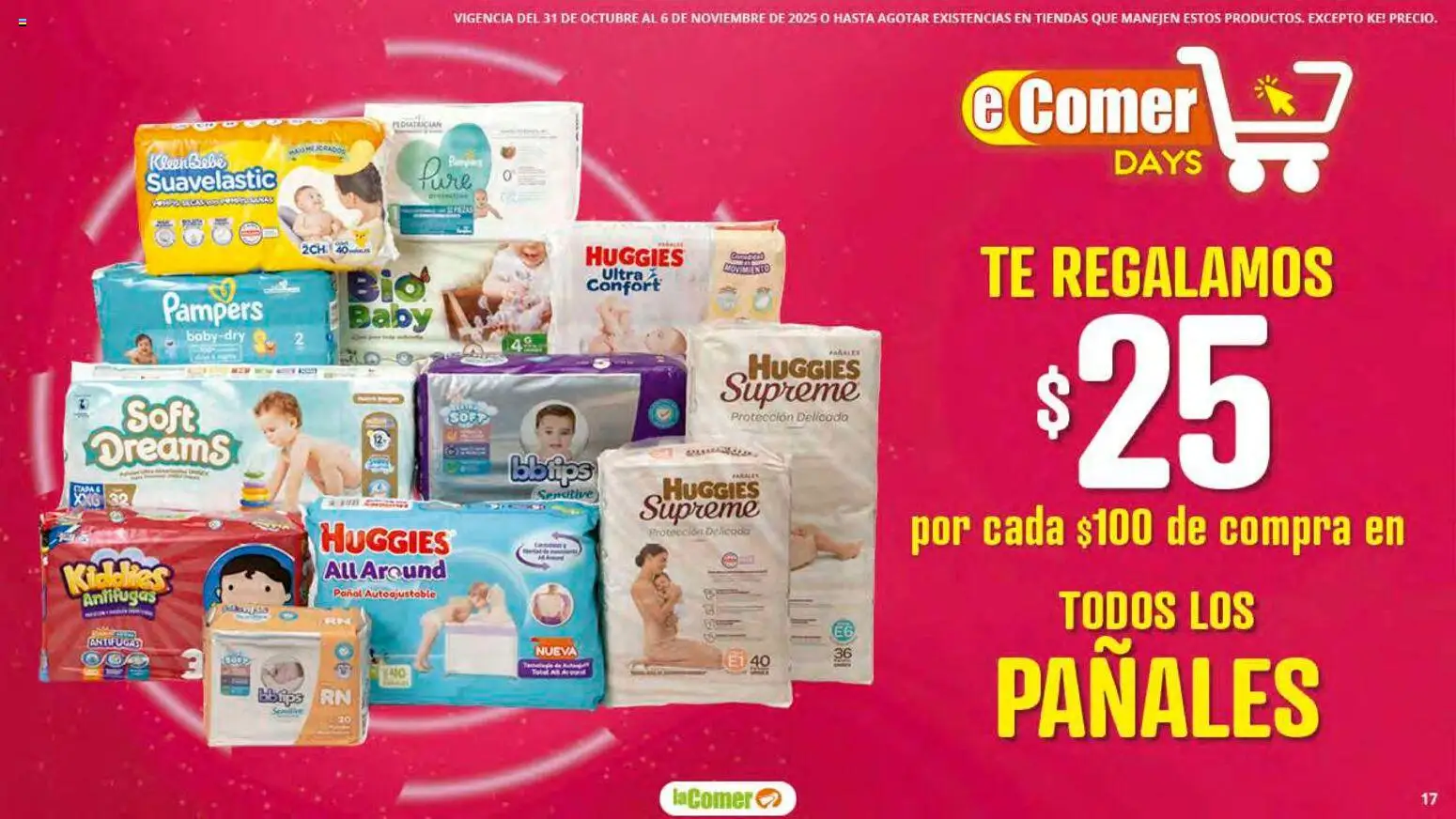 Nuevas ofertas de La Comer válidas en toda la República Mexicana desde el 31.10.2025. ¡Encuentra las mejores ofertas en La Comer folleto! | Página: 17 | Productos: Pañales, Té