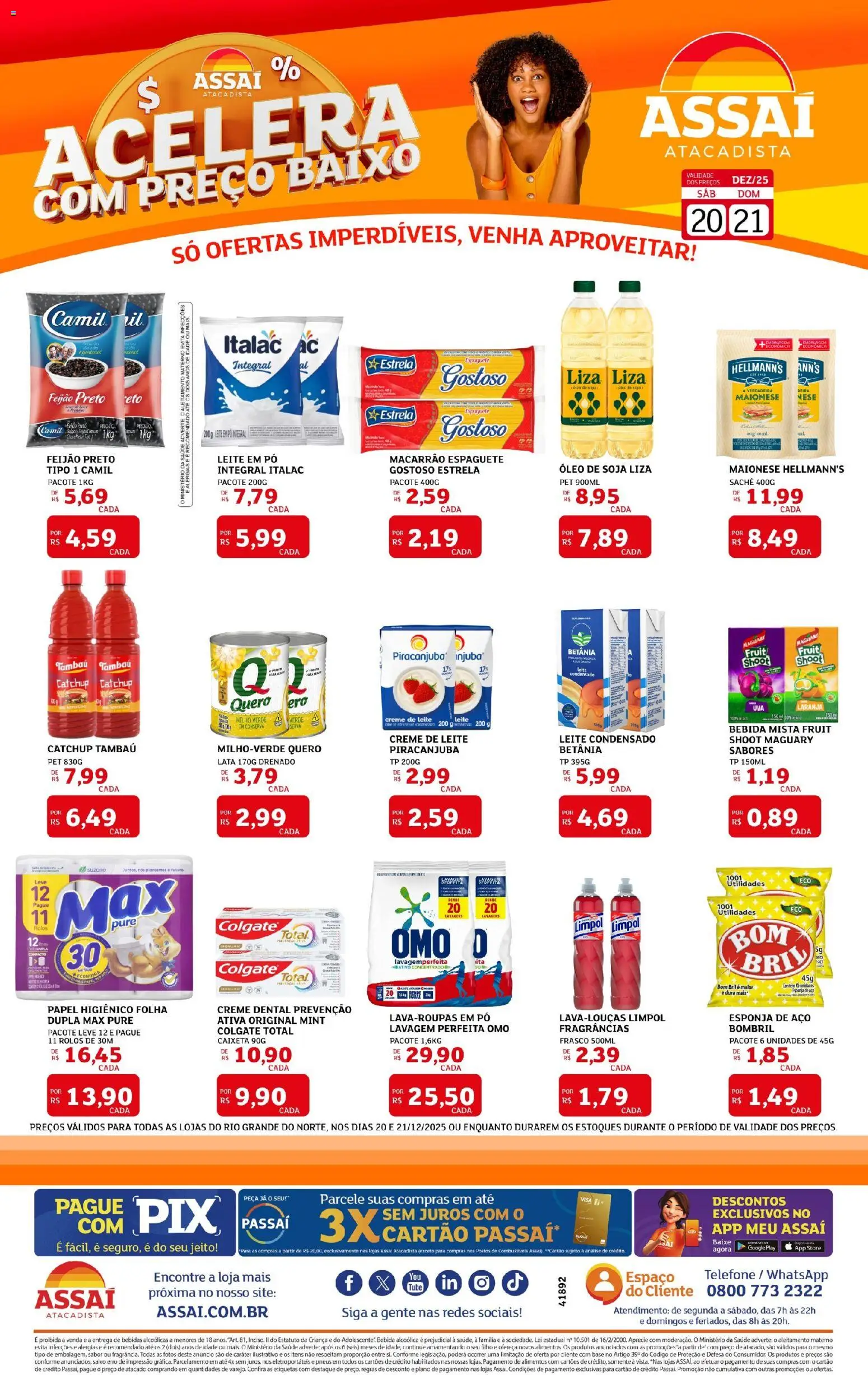 Assaí Atacadista Folheto - válido de 20.12.2025 | Página: 1 | Produtos: Base, Macarrão, Papel higiênico, Leite em pó