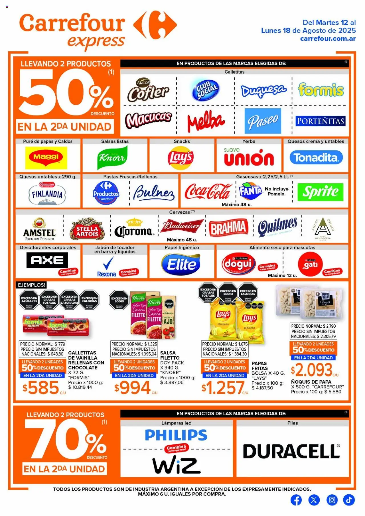 Carrefour ofertas Express │ válido desde el 12.08.2025 | Página: 1 | Productos: Galletitas, Pilas, Papa, Papas fritas
