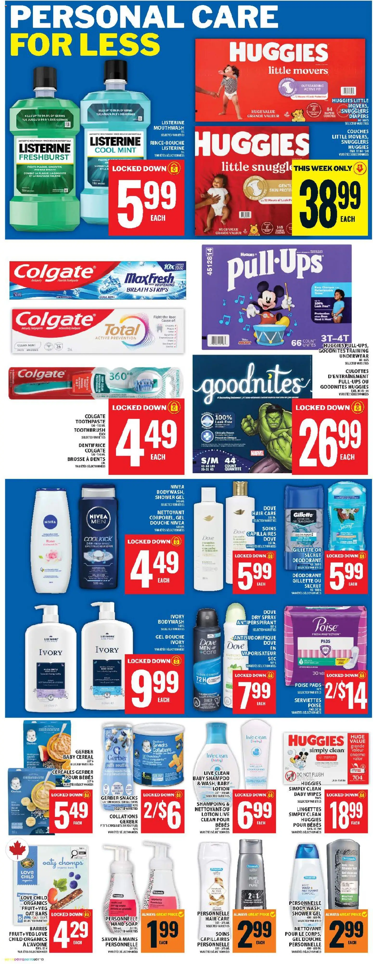 Food Basics flyer valid from 19.03.2026 | Page: 15 | Products: Antiperspirant, Toothpaste, Shower, Underwear