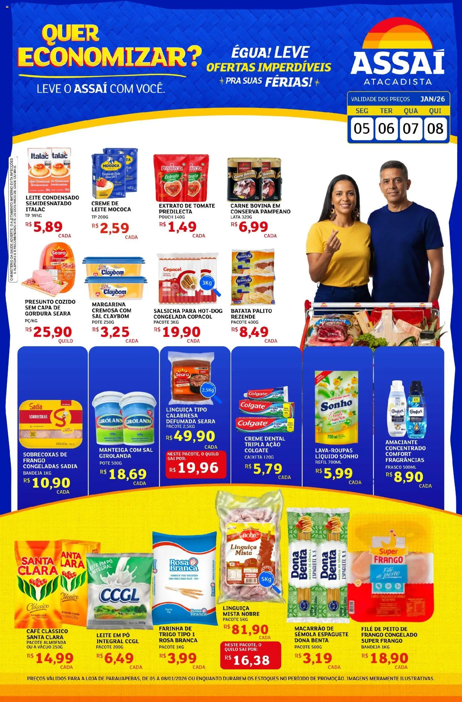 Assaí Atacadista Folheto - válido de 05.01.2026 | Página: 1 | Produtos: Espaguete, Linguiça, Macarrão, Amaciante