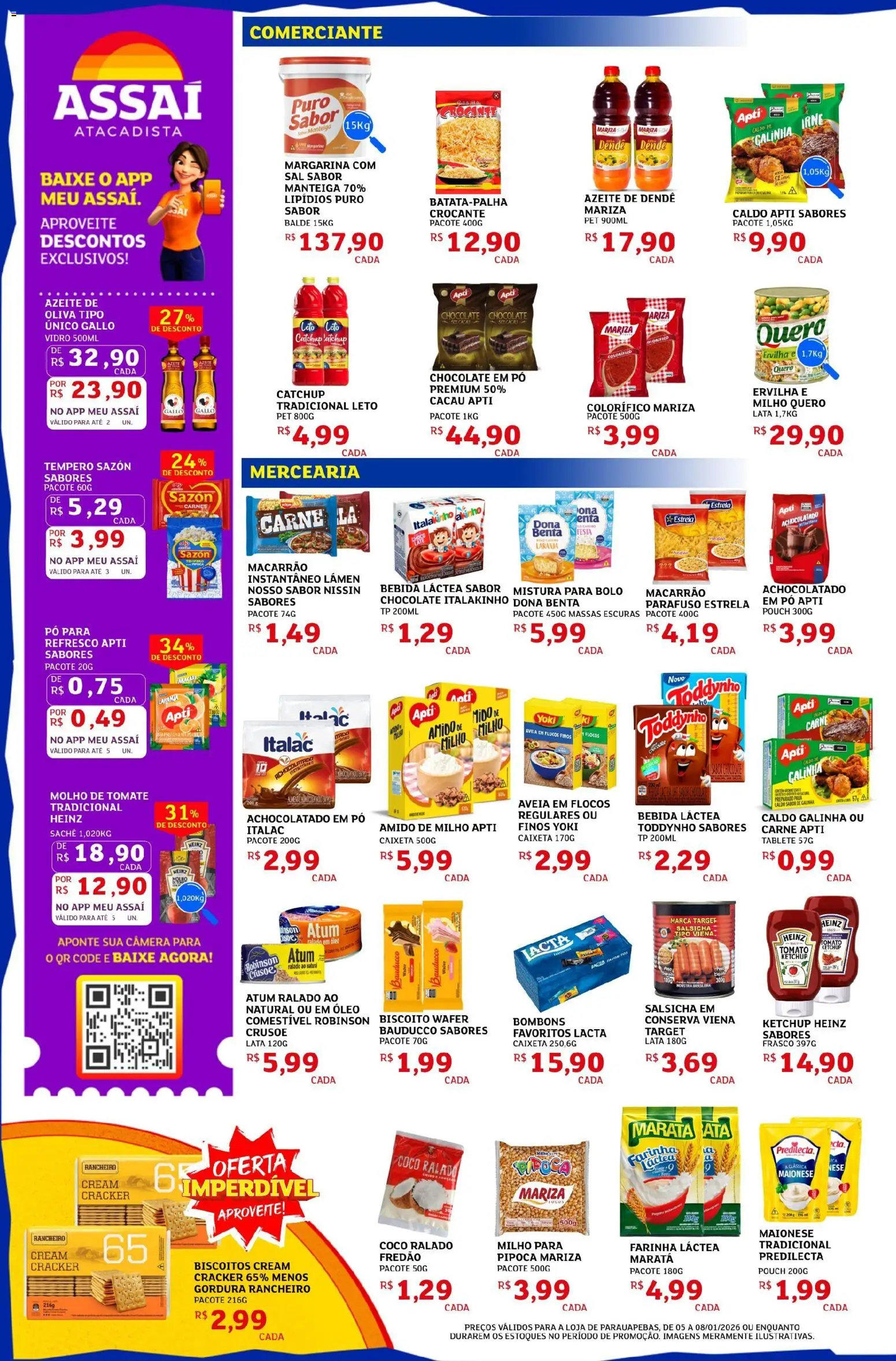 Assaí Atacadista Folheto - válido de 05.01.2026 | Página: 2 | Produtos: Flocos, Macarrão instantâneo, Cream cracker, Mistura para bolo