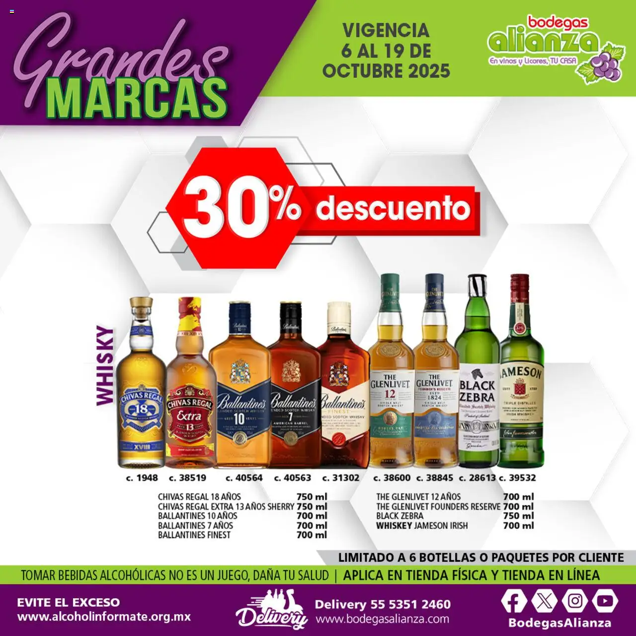 Nuevas ofertas de Bodegas Alianza válidas en toda la República Mexicana desde el 06.10.2025. ¡Encuentra las mejores ofertas en Bodegas Alianza - Catálogo Grandes Marcas! | Página: 3 | Productos: Whiskey, Whisky