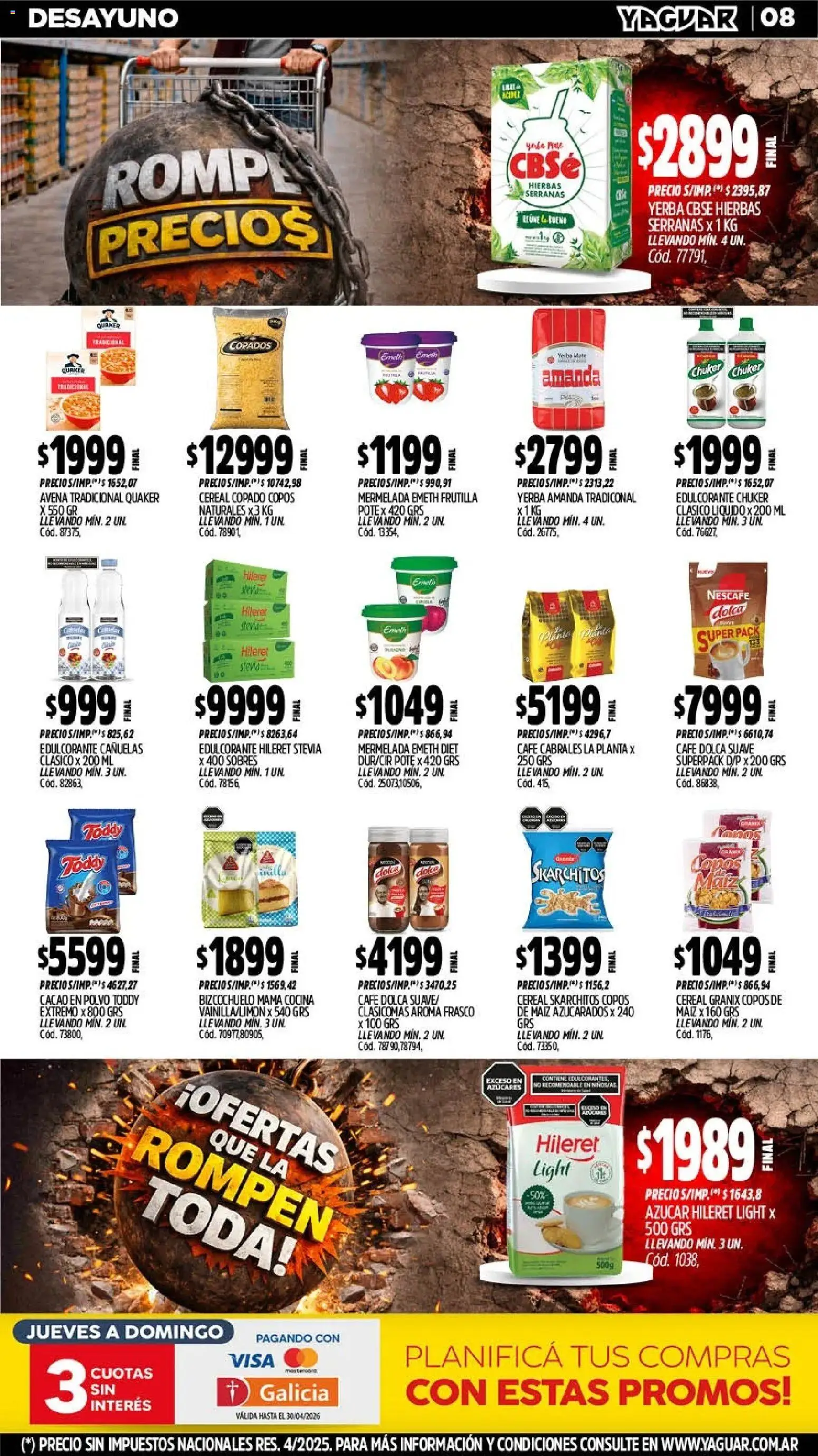 Yaguar - Oferta Semanal Jujuy │ válido desde el 13.04.2026 | Página: 8 | Productos: Mate, Azucar, Café, Planta