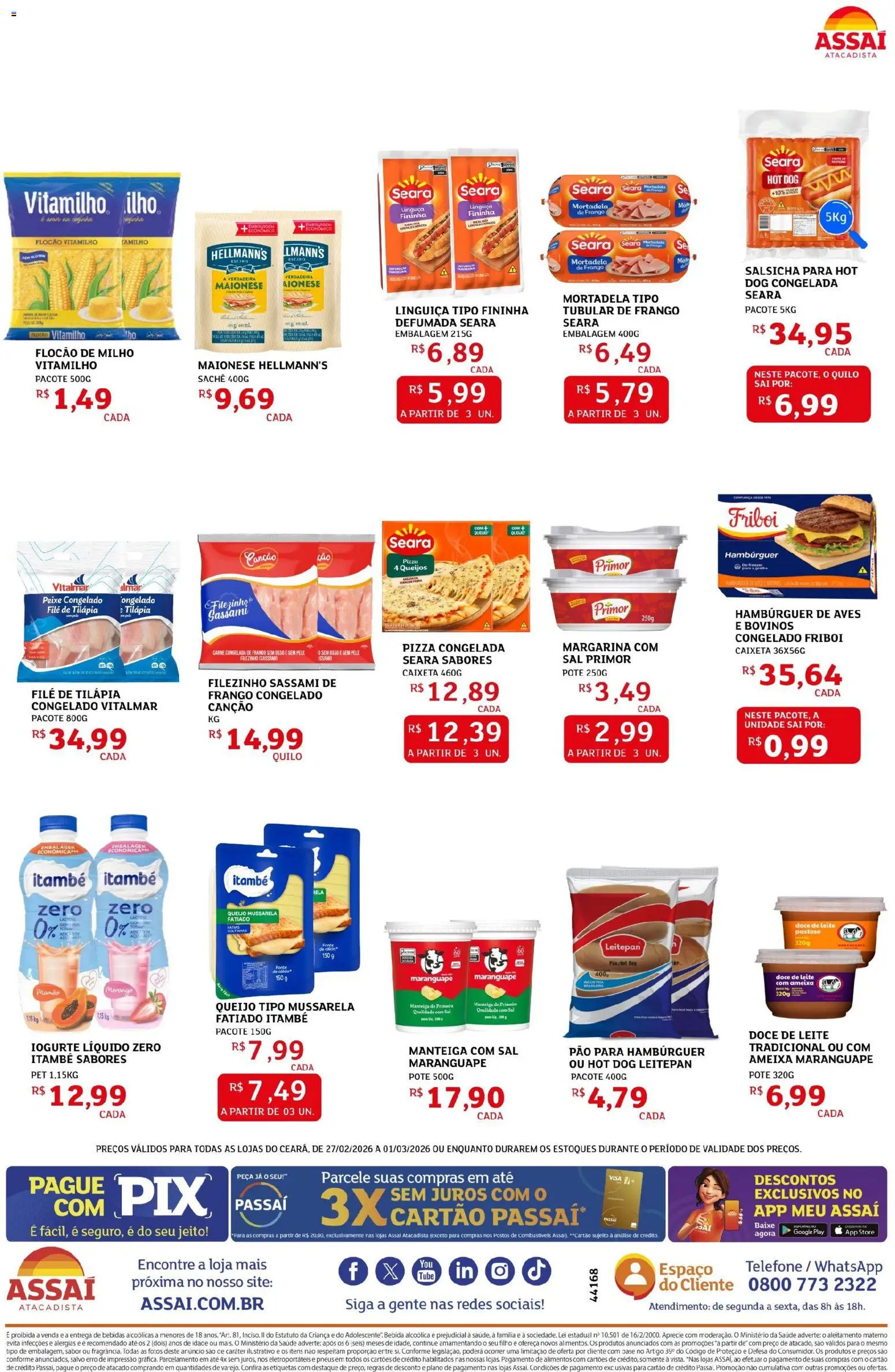 Assaí Atacadista Folheto - válido de 27.02.2026 | Página: 2 | Produtos: Salsicha, Iogurte, Mortadela, Mamão