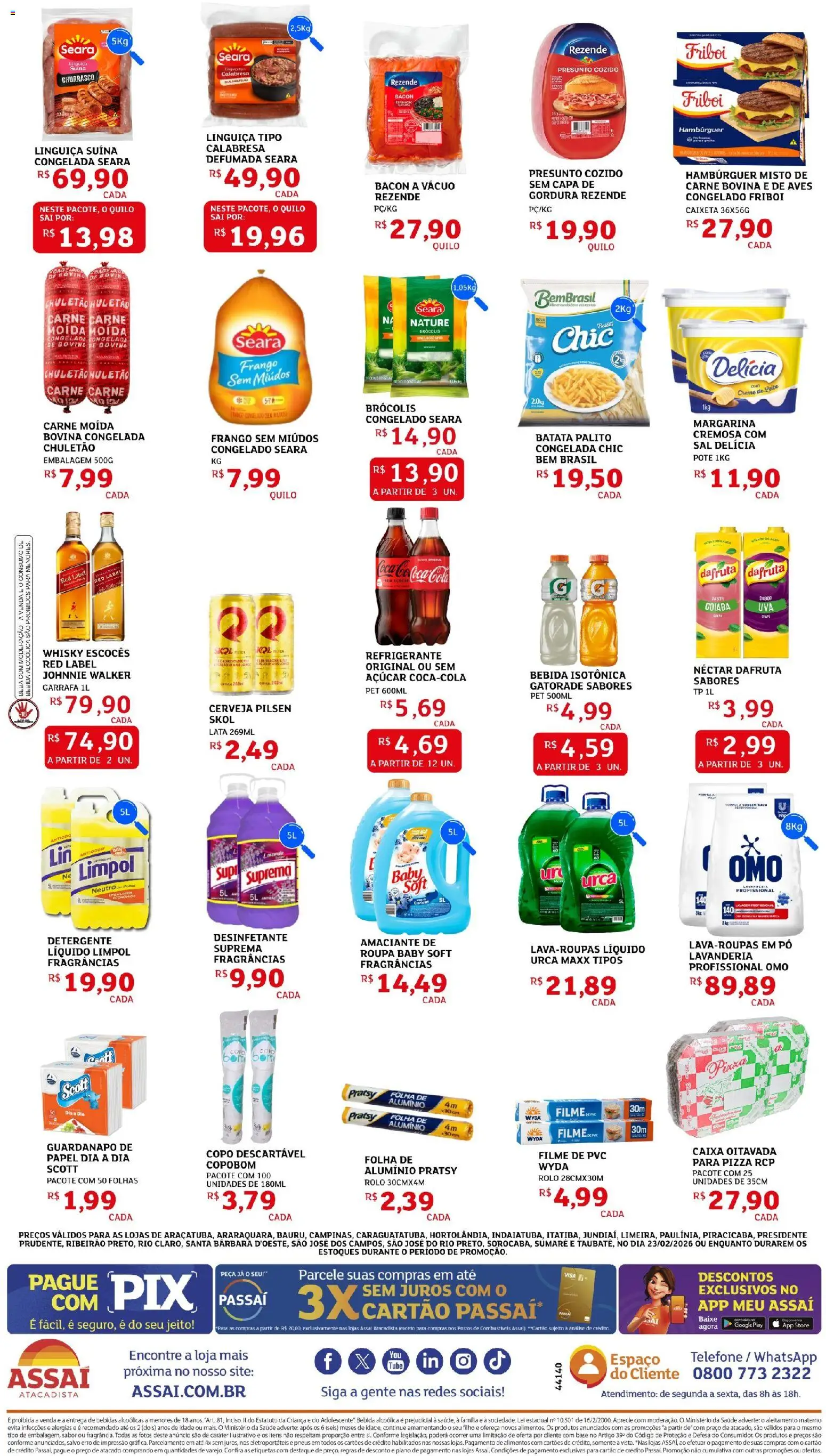 Assaí Atacadista Folheto - válido de 23.02.2026 | Página: 2 | Produtos: Cerveja, Brócolis, Sal, Guardanapo