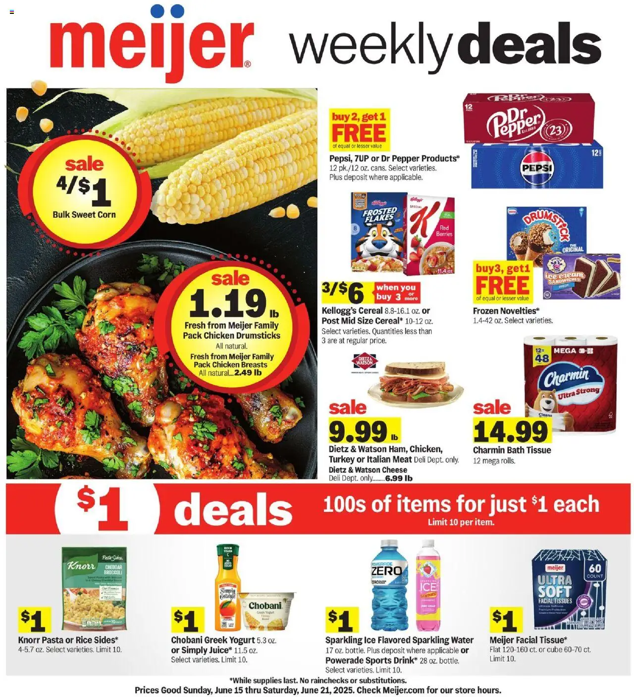 Meijer Weekly Ad - valid from 15.06.2025 | Page: 1 | Products: Berries, Cheese, Rice, Water