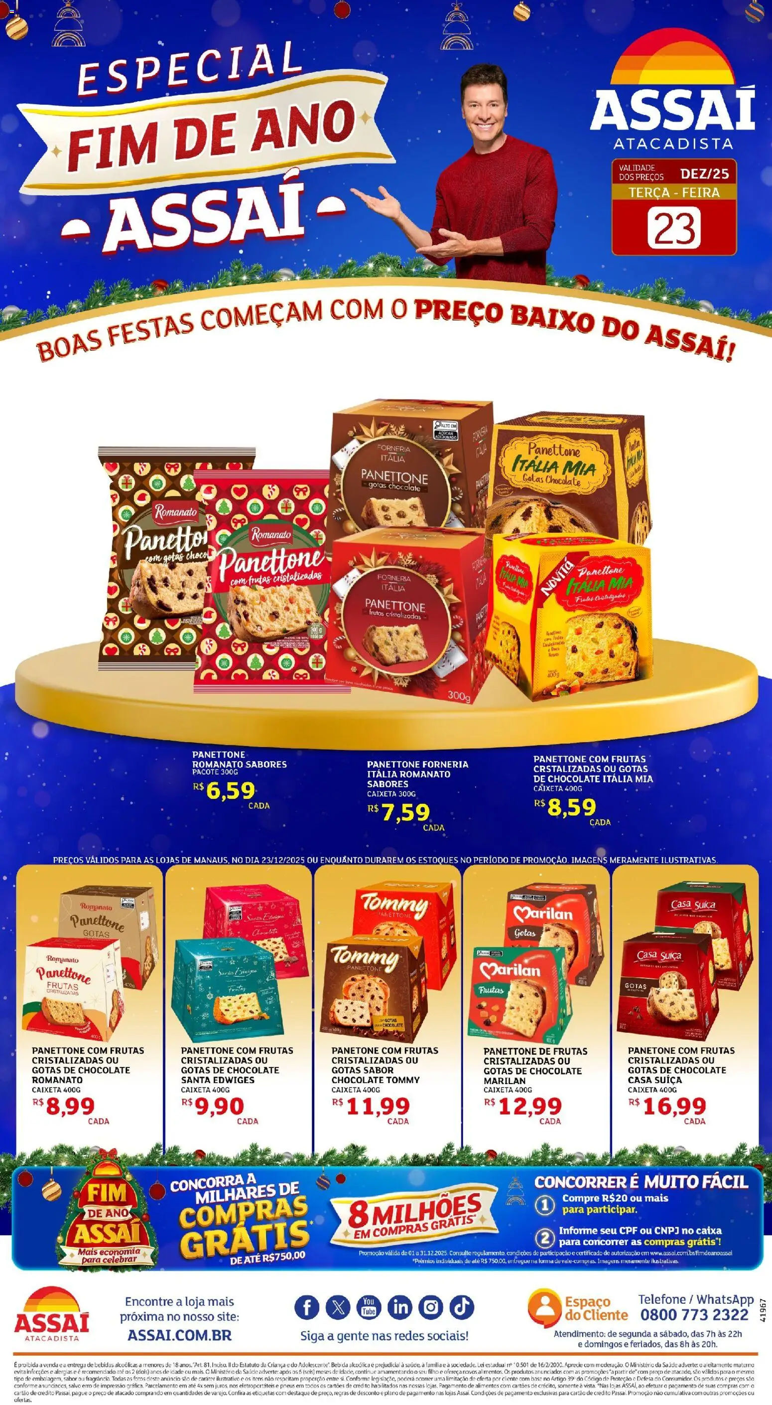 Assaí Atacadista Folheto - válido de 23.12.2025 | Página: 1 | Produtos: Panettone Itália Mia, Baixo, Telefone, Frutas cristalizadas