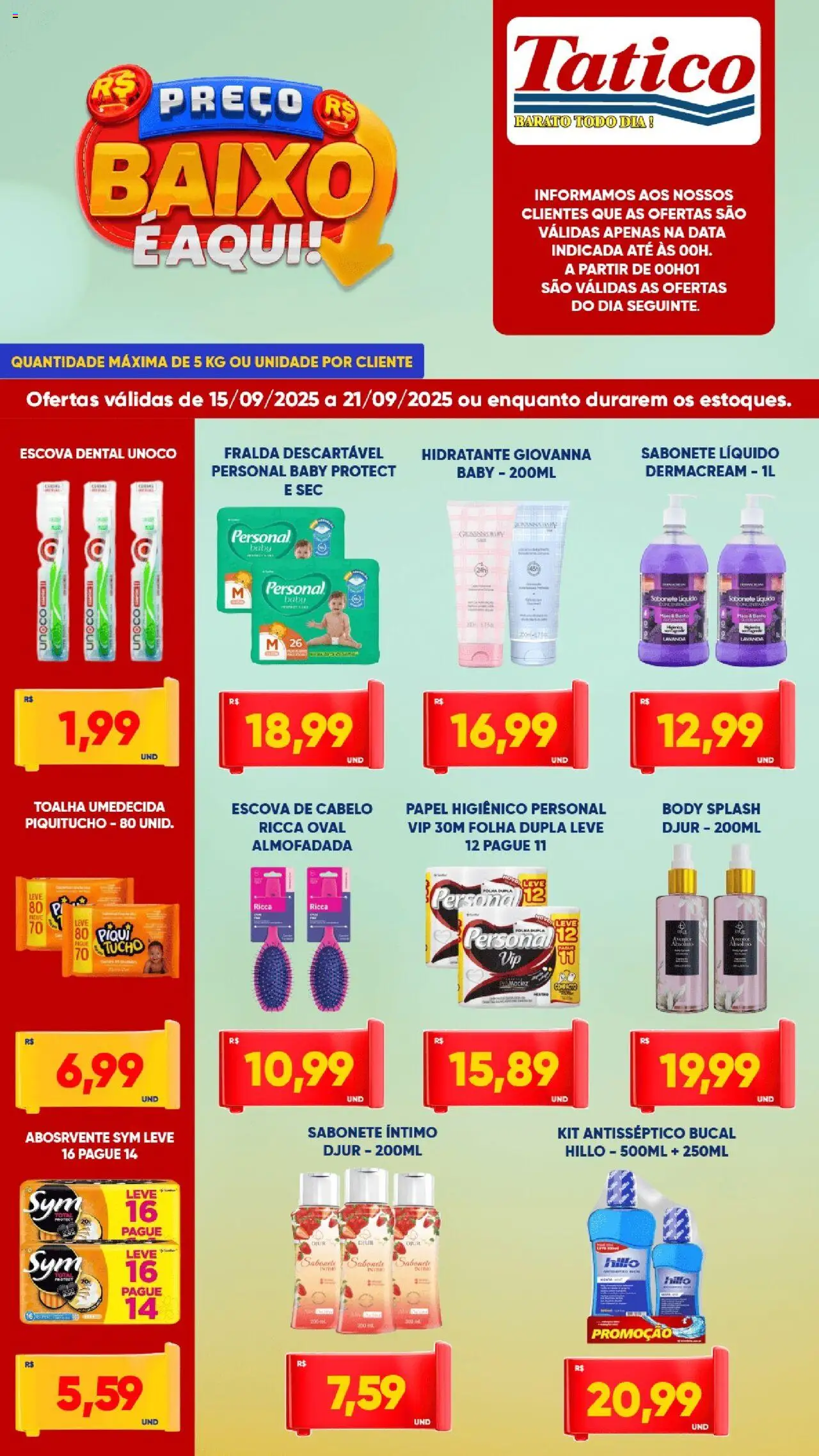 Tatico Folheto - válido de 15.09.2025 | Página: 6 | Produtos: Escova, Baixo, Toalha umedecida, Sabonete líquido