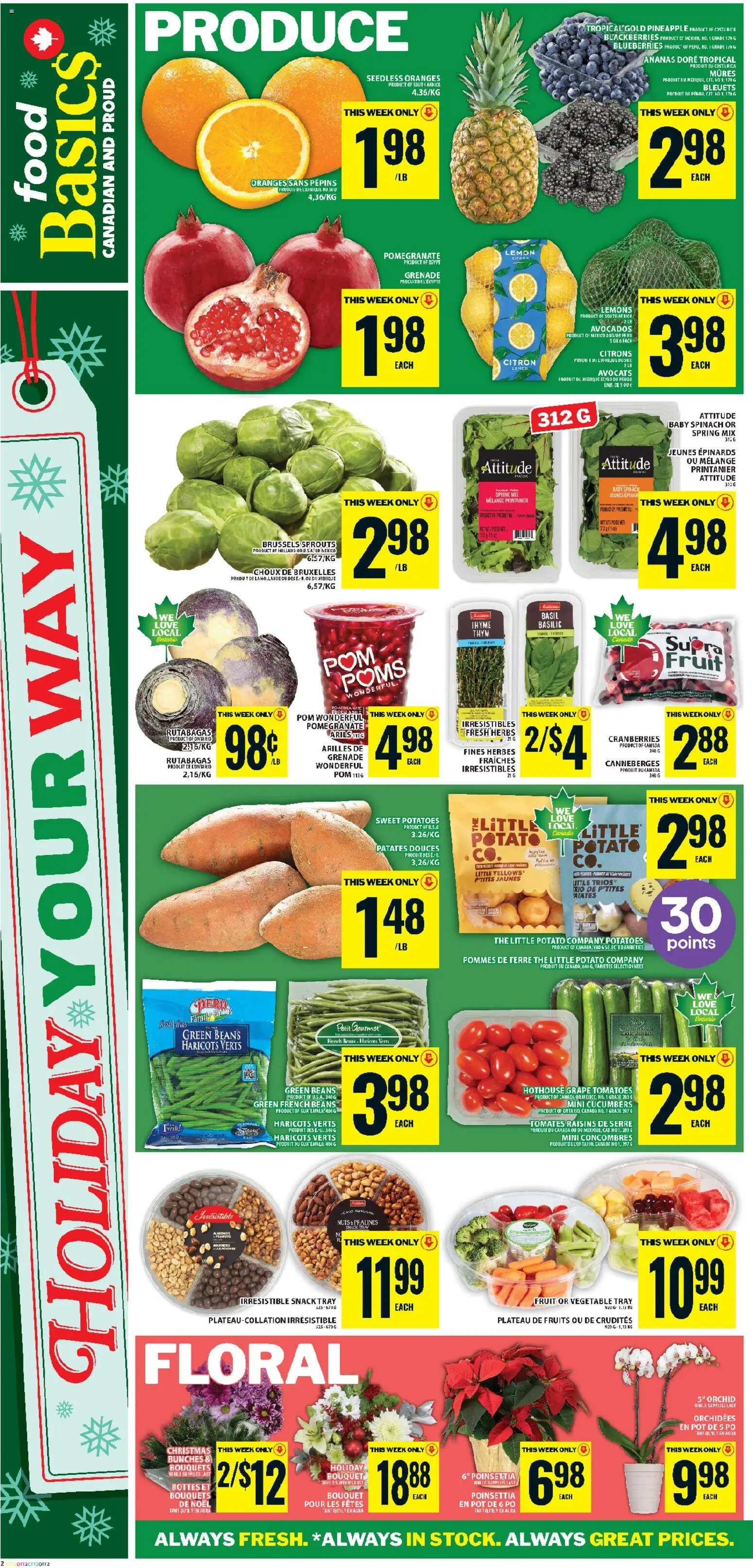 Food Basics flyer valid from 18.12.2025 | Page: 7 | Products: Nuts, Cucumbers, Potatoes, Tomatoes