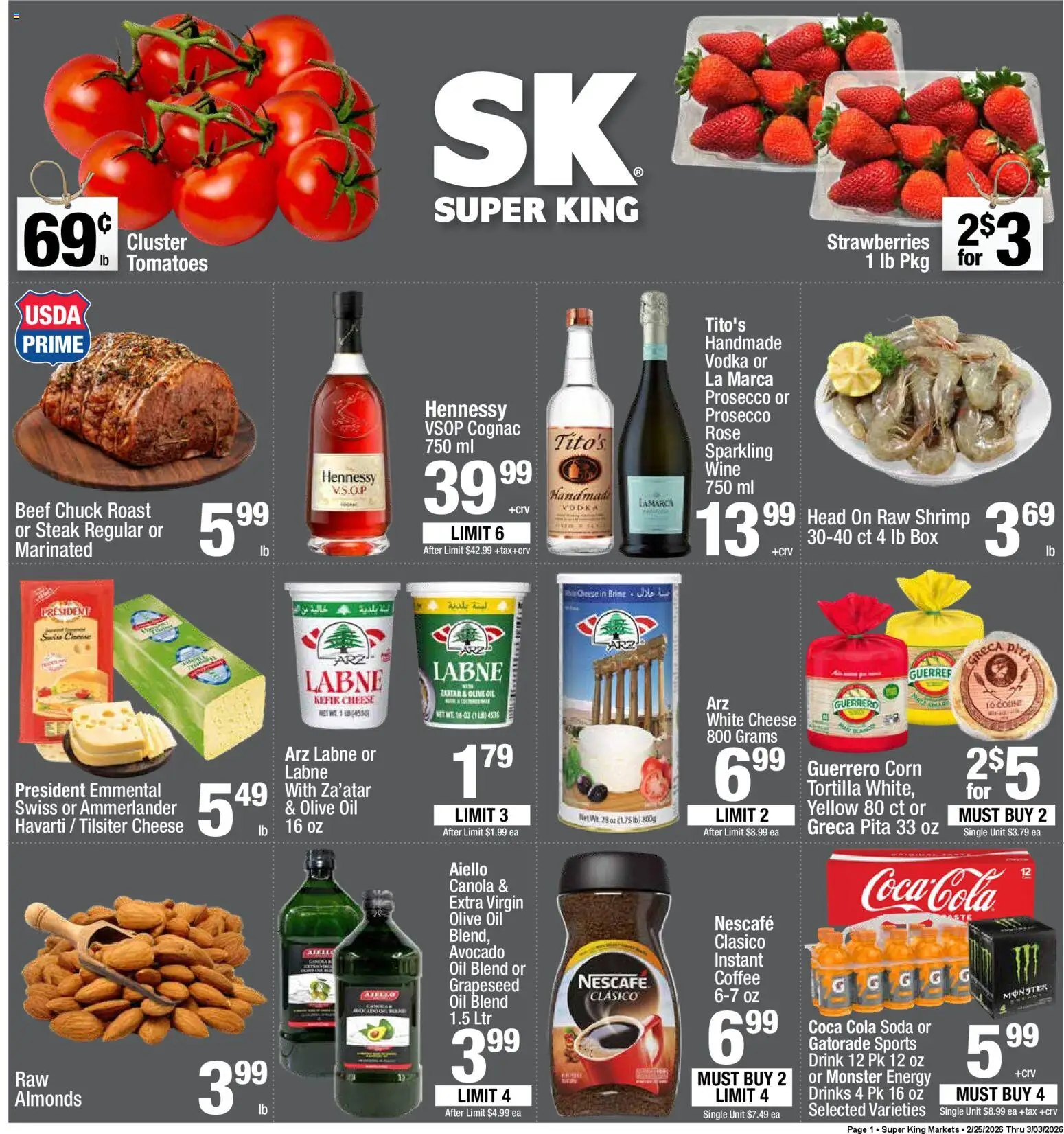 Super King - Weekly Ad - valid from 25.02.2026 | Page: 1 | Products: Corn, Box, Coffee, Wine