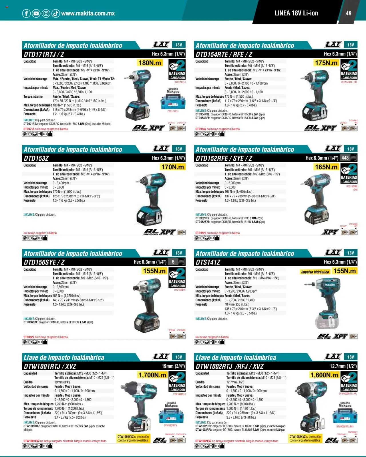 Nuevas ofertas de Makita válidas en toda la República Mexicana desde el 17.04.2024. ¡Encuentra las mejores ofertas en Makita catálogo ! | Página: 49 | Productos: Cuadro, Tornillo, Cargador, Llave