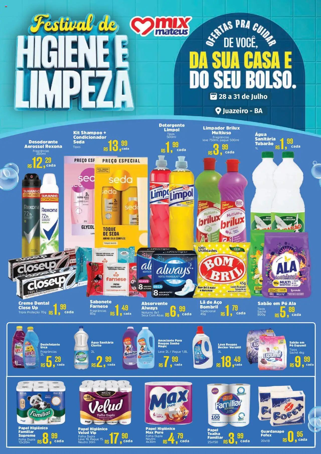 Mateus Folheto - válido de 28.07.2025 | Página: 1 | Produtos: Sabão, Detergente, Roupas, Sabonete