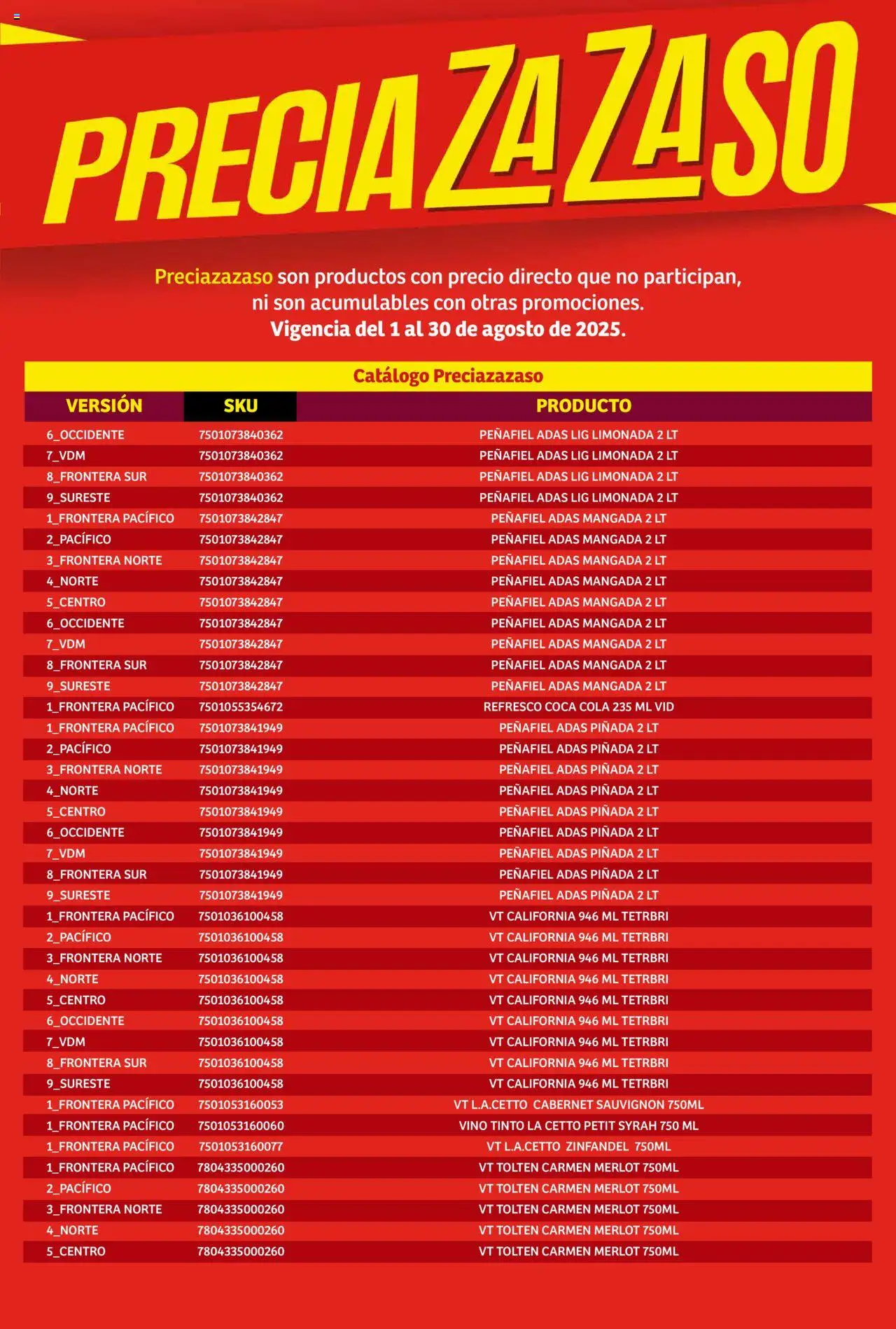 Nuevas ofertas de Soriana válidas en toda la República Mexicana desde el 01.08.2025. ¡Encuentra las mejores ofertas en Soriana - Catálogo Preciazazaso Mercado Nacional! | Página: 21 | Productos: Refresco, Vino