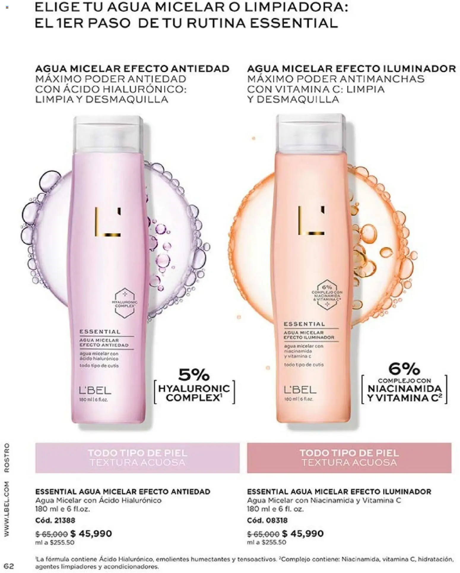 L'Bel revista - valida desde el 01.01.2026 | Página: 62 | Productos: Agua, Agua micelar, Iluminador