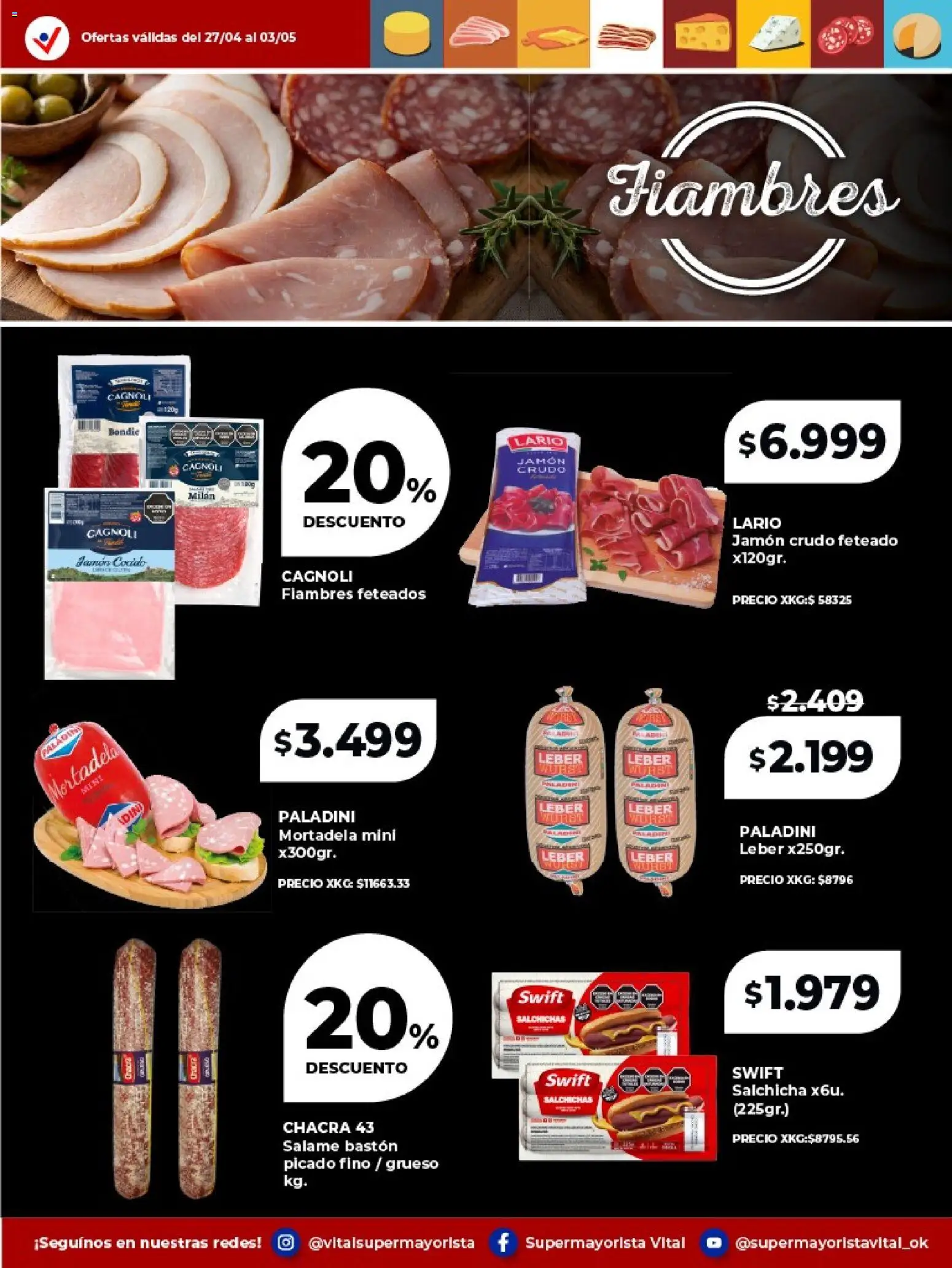 Vital - Especial de frescos │ válido desde el 27.04.2026 | Página: 10 | Productos: Jamón crudo, Mortadela, Jamón, Salame