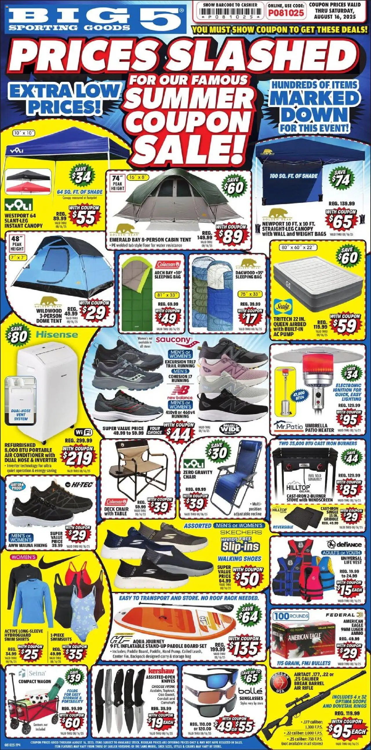Big 5 Sporting Goods Weekly Ad - valid from 10.08.2025 | Page: 1 | Products: Chair, Water, Bag, Weight