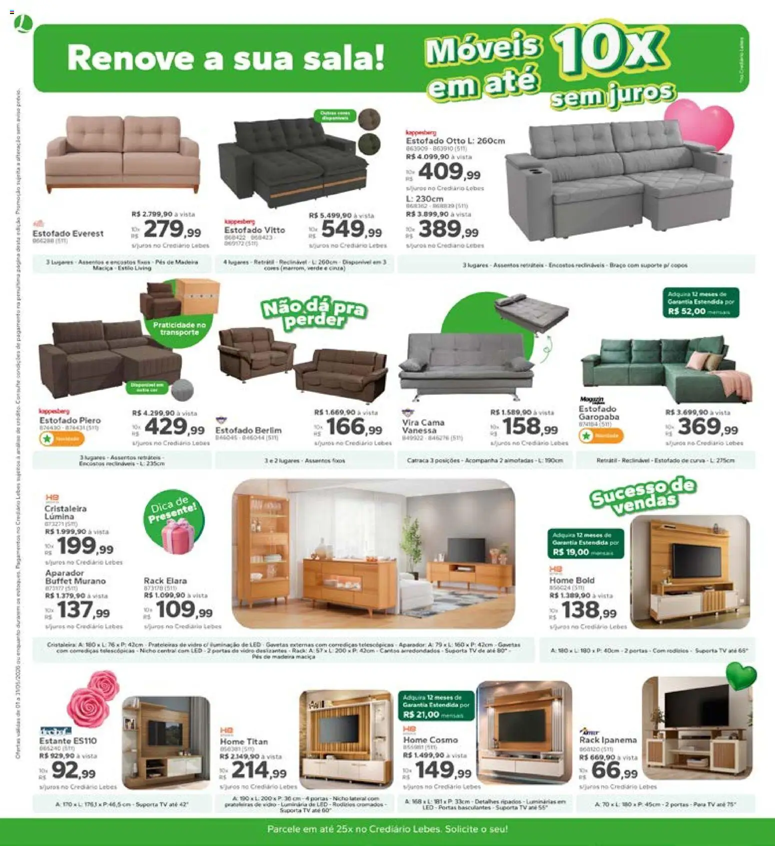 Lebes Folheto - válido de 01.05.2026 | Página: 12 | Produtos: Cama, Cristaleira, Aparador, Vídeo
