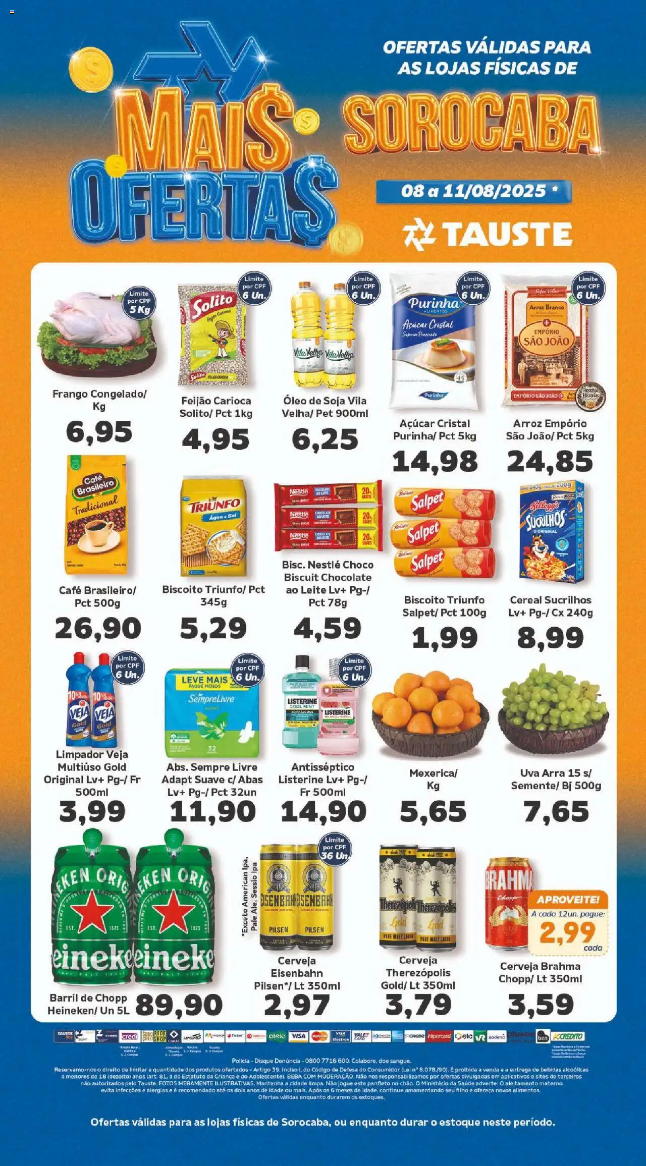 Tauste Folheto - válido de 08.08.2025 | Página: 1 | Produtos: Café, Cerveja, Arroz, Soja