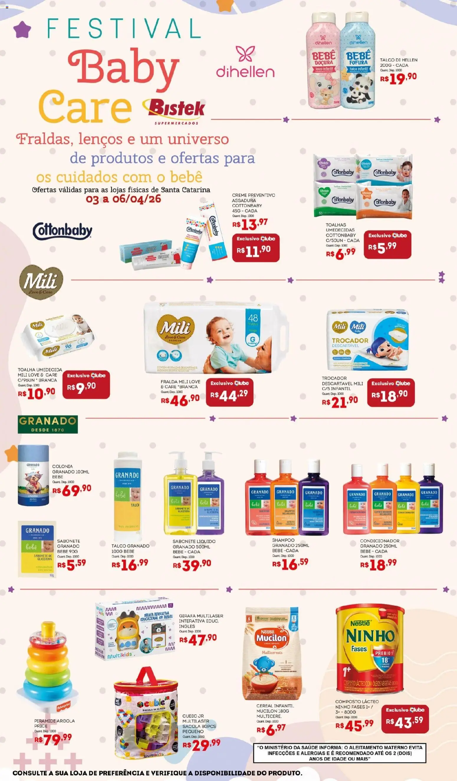 Bistek Supermercados Folheto - válido de 03.04.2026 | Página: 3 | Produtos: Shampoo, Bolo, Creme, Fraldas
