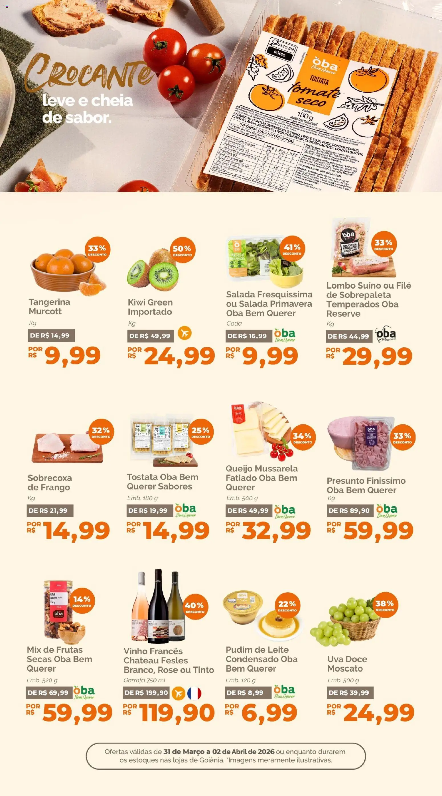Oba Hortifruti Folheto - válido de 31.03.2026 | Página: 5 | Produtos: Leite, Presunto, Açúcar, Mussarela