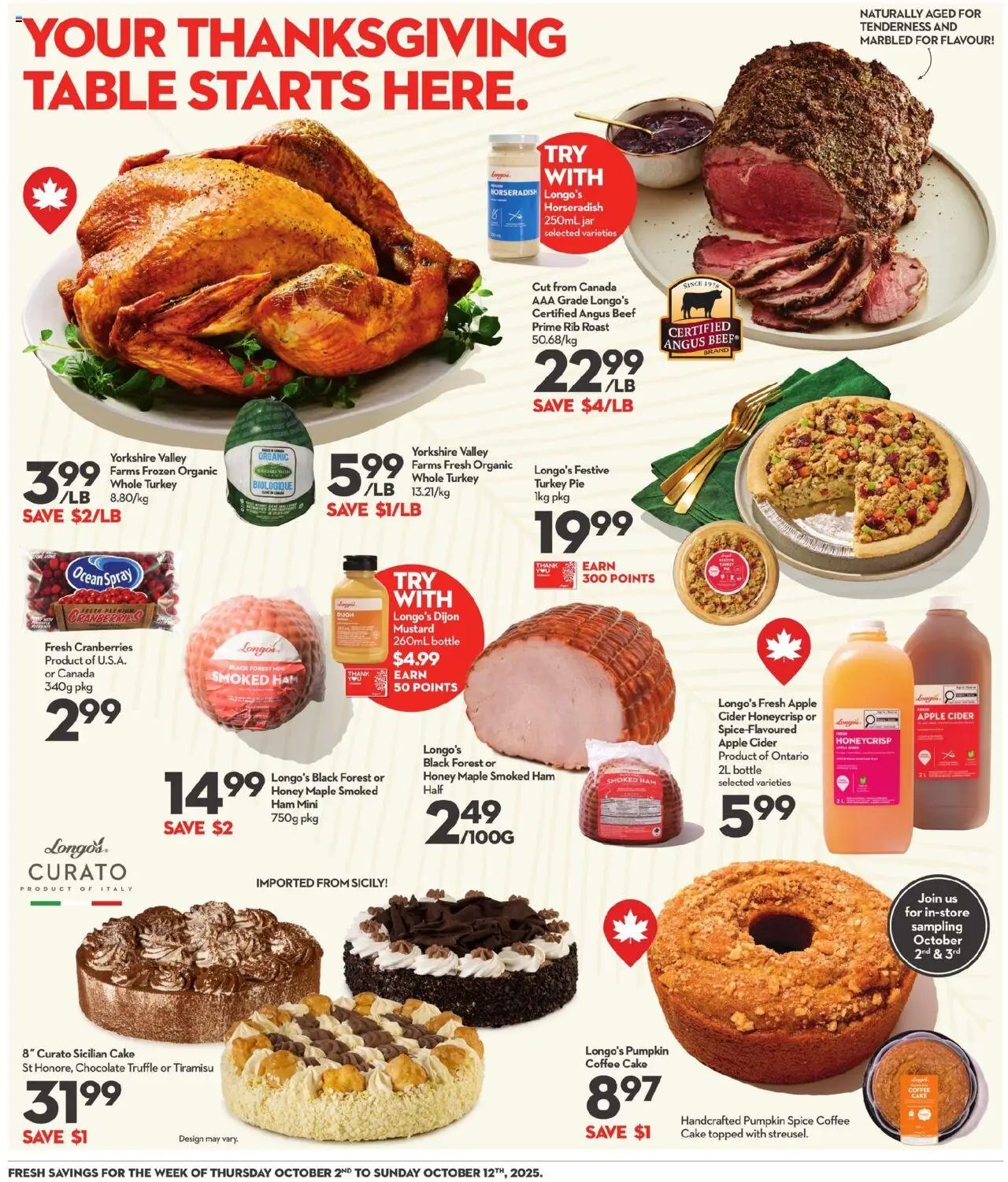 Longo's flyer valid from 02.10.2025 | Page: 8 | Products: Beef, Table, Coffee, Pumpkin