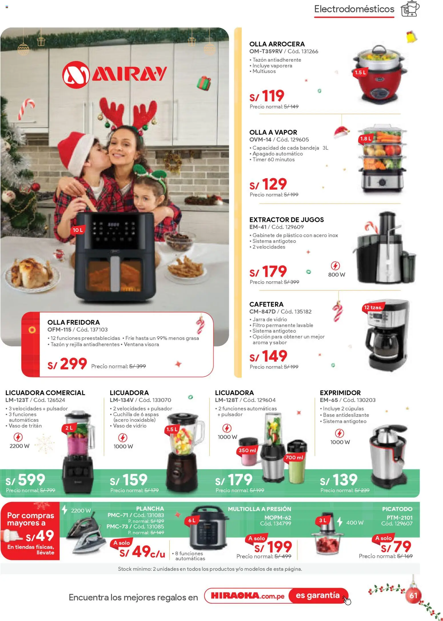 Catálogo Hiraoka válido desde 06.12.2025 | Página: 61 | Productos: Cafetera, Exprimidor, Freidora, Licuadora
