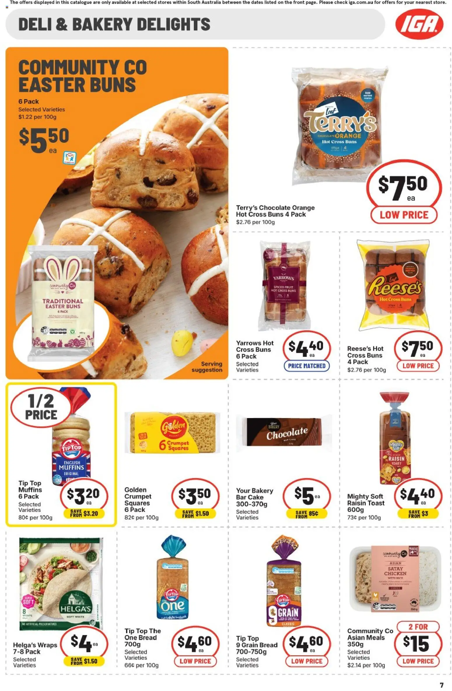 IGA catalogue - valid from 04.02.2026 | Page: 7 | Products: Bread, Chocolate, Chicken, Muffins