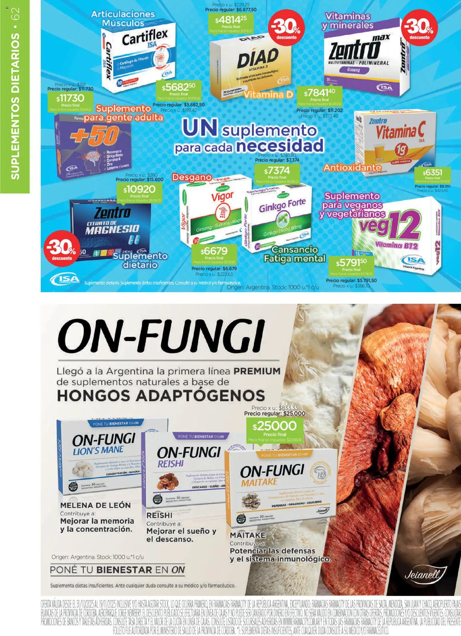 Farmacity catálogo │ válido desde el 30.10.2025 | Página: 62 | Productos: Vitaminas, Hongos