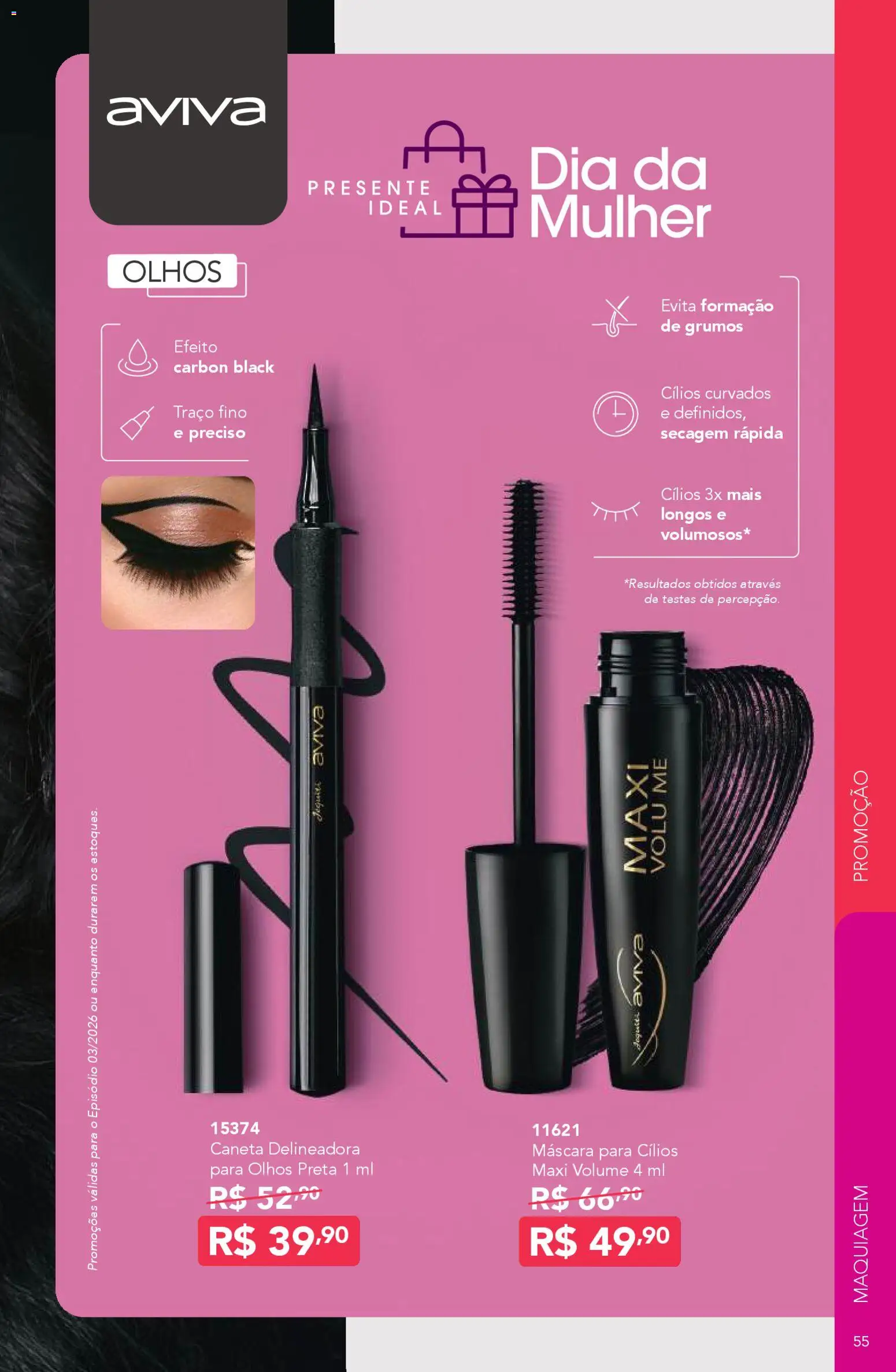 Jequiti Folheto - válido de 20.02.2026 | Página: 55 | Produtos: Maquiagem, Máscara para cílios, Caneta