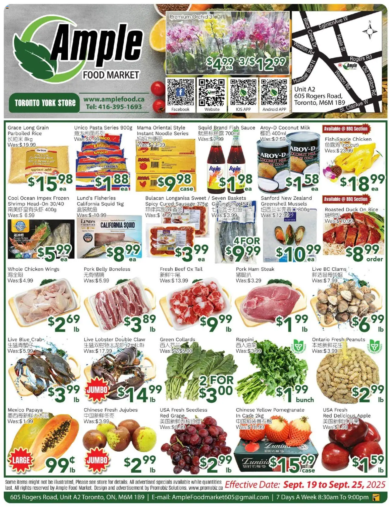 Ample Food Market flyer valid from 19.09.2025 | Page: 1 | Products: Fish, Case, Milk, Chicken