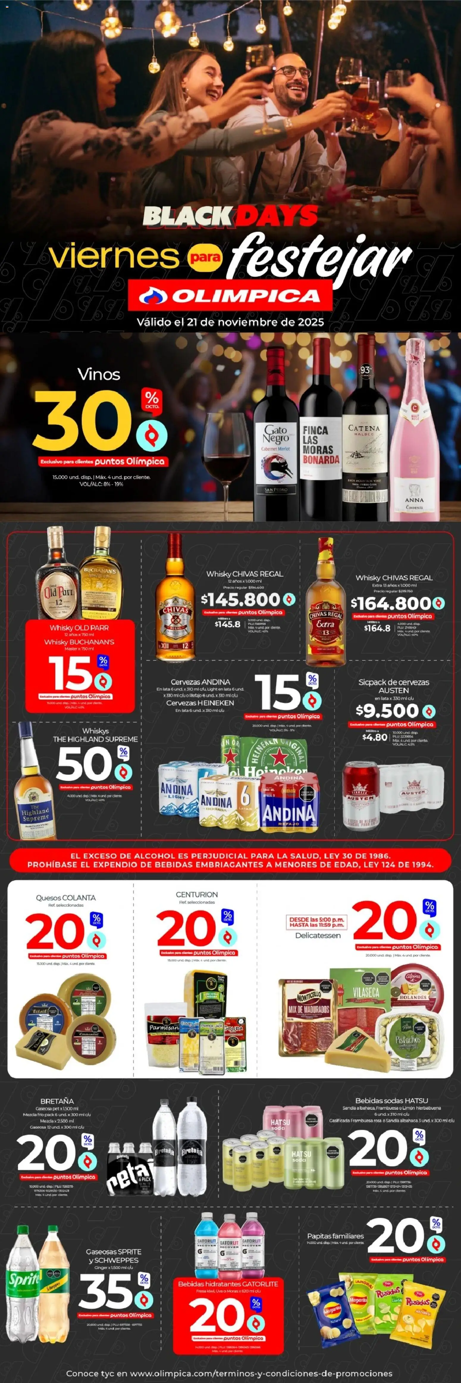 Olímpica revista - valida desde el 21.11.2025 | Página: 1 | Productos: Whisky, Gaseosa, Limón, Cerveza