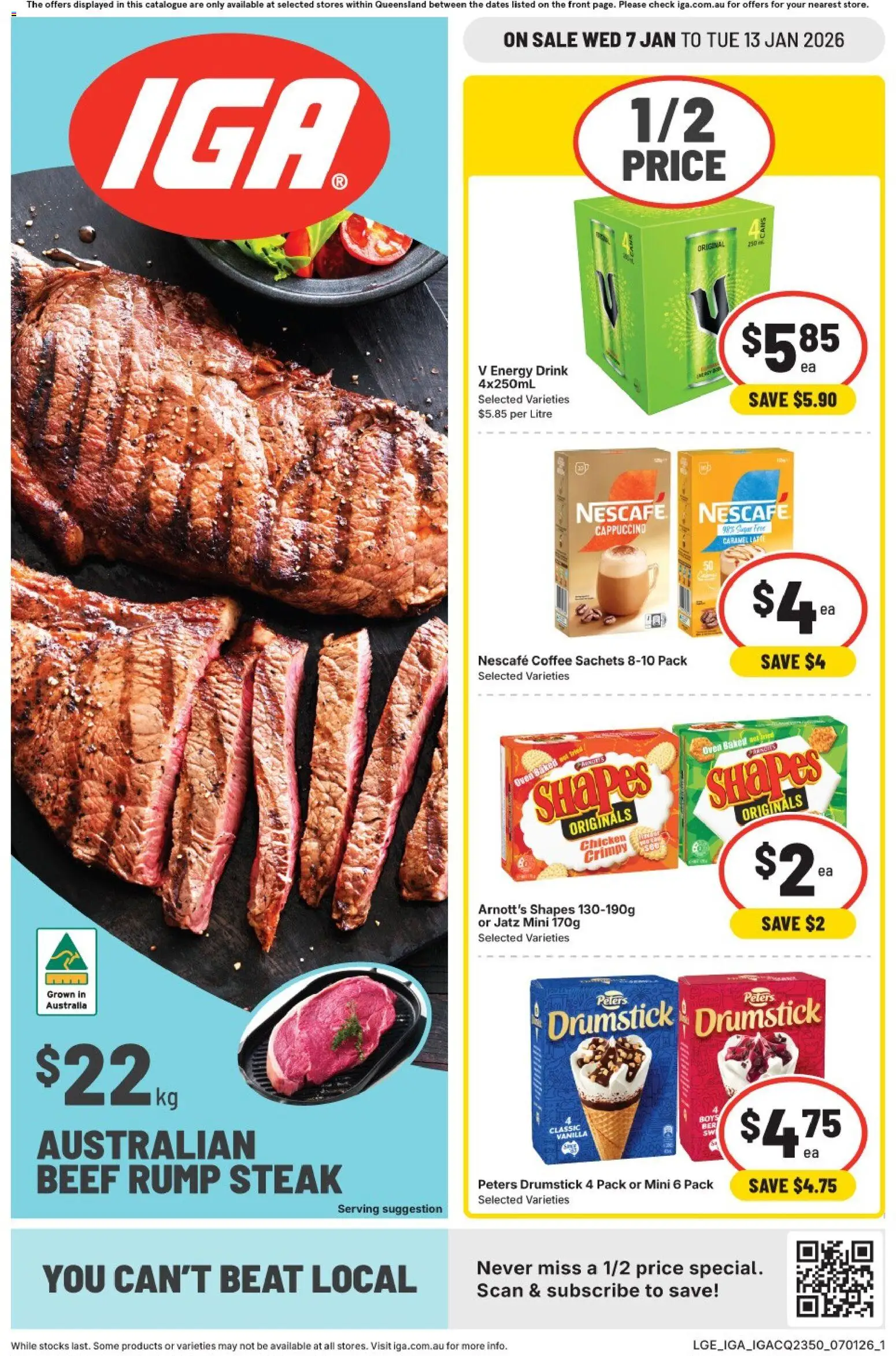 IGA catalogue - valid from 07.01.2026 | Page: 1 | Products: Coffee, Steak, Sugar, Nescafe