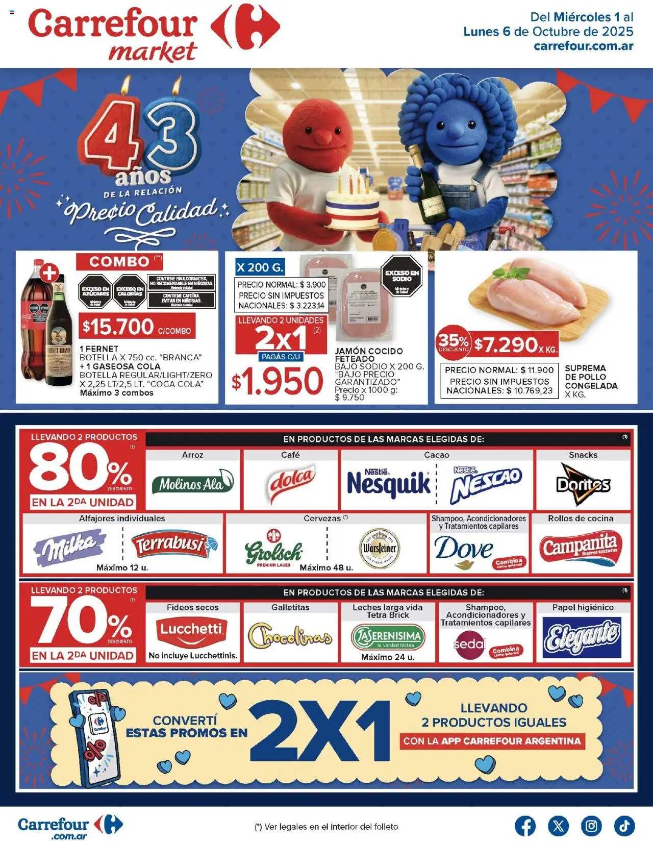Carrefour ofertas │ válido desde el 01.10.2025 | Página: 36 | Productos: Jamón cocido, Fernet, Café, Arroz