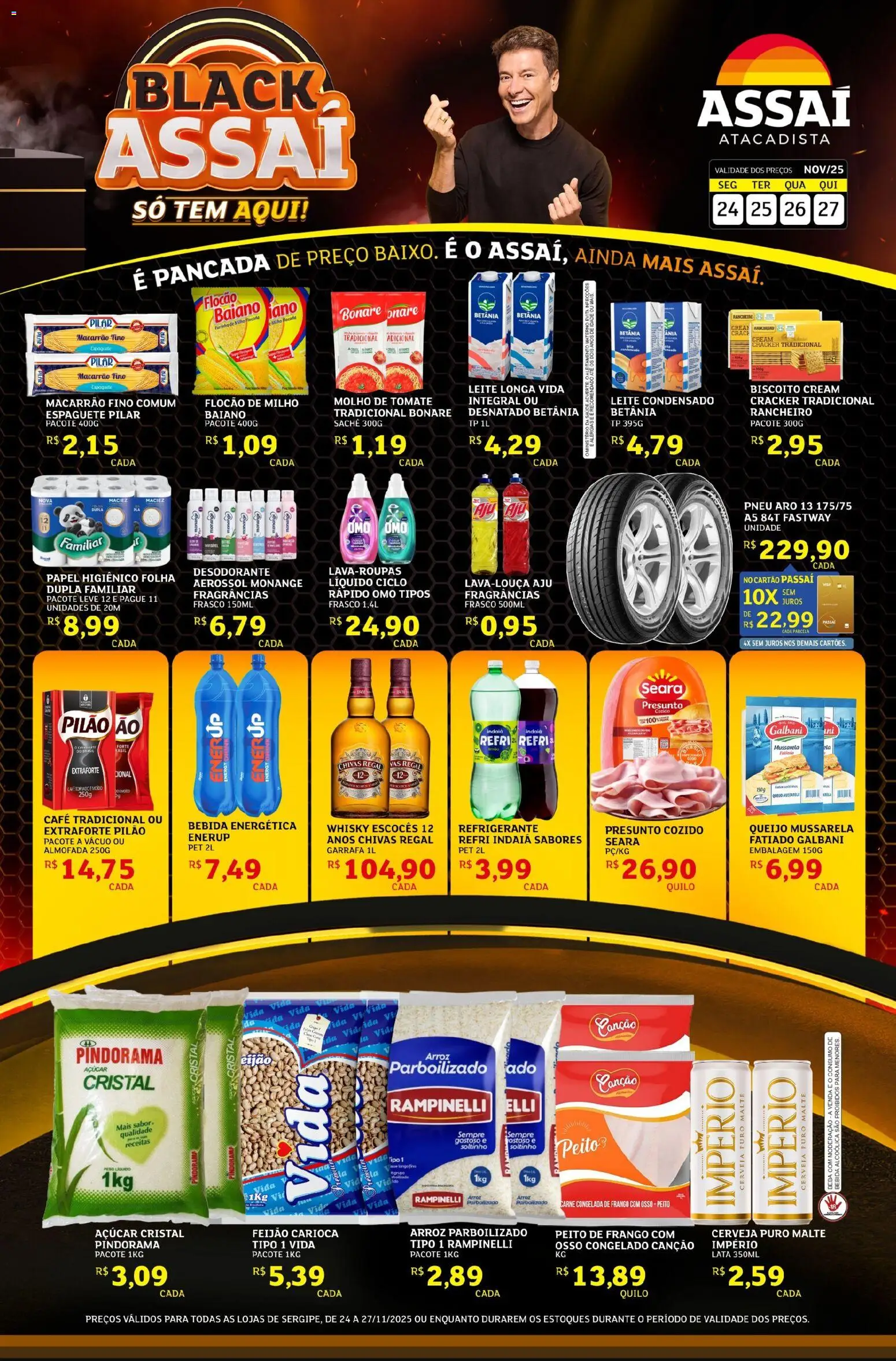 Assaí Atacadista Folheto - válido de 24.11.2025 | Página: 1 | Produtos: Biscoito, Whisky, Almofada, Macarrão