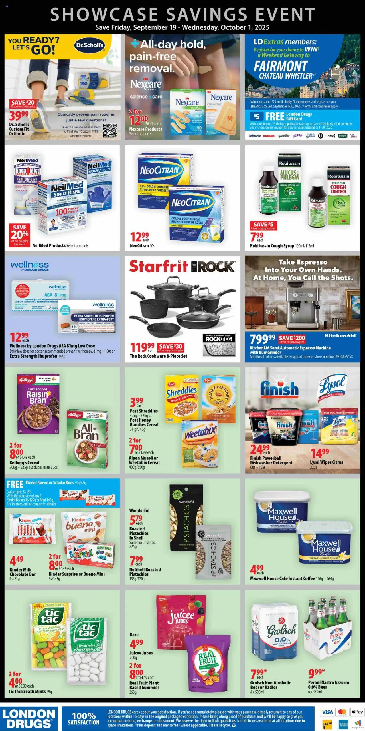 London Drugs flyer valid from 19.09.2025 | Page: 2 | Products: Dishwasher, Detergent, Coffee, Juice